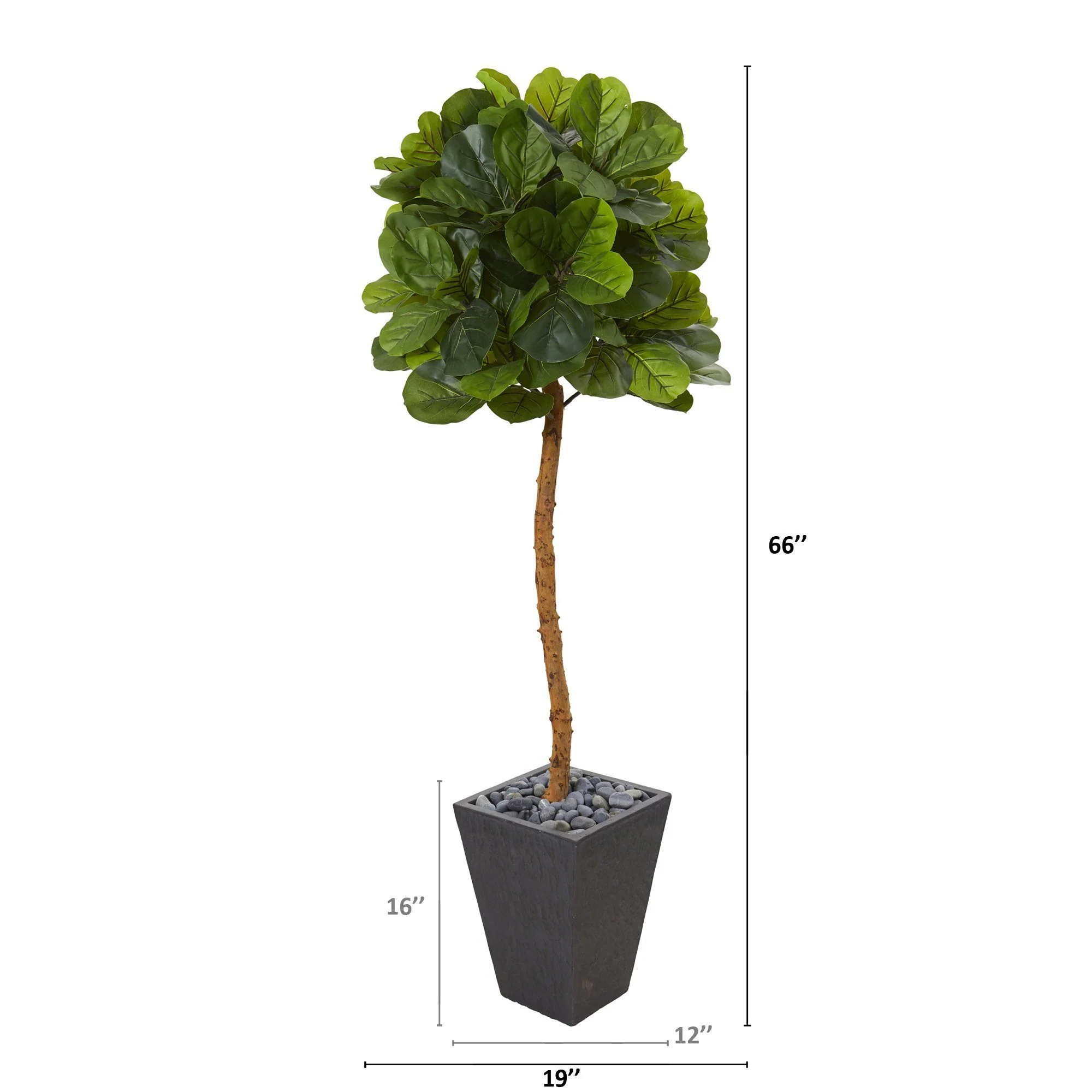 5.5’ Fiddle Leaf Artificial Tree in Slate Planter (Real Touch) - Image 2