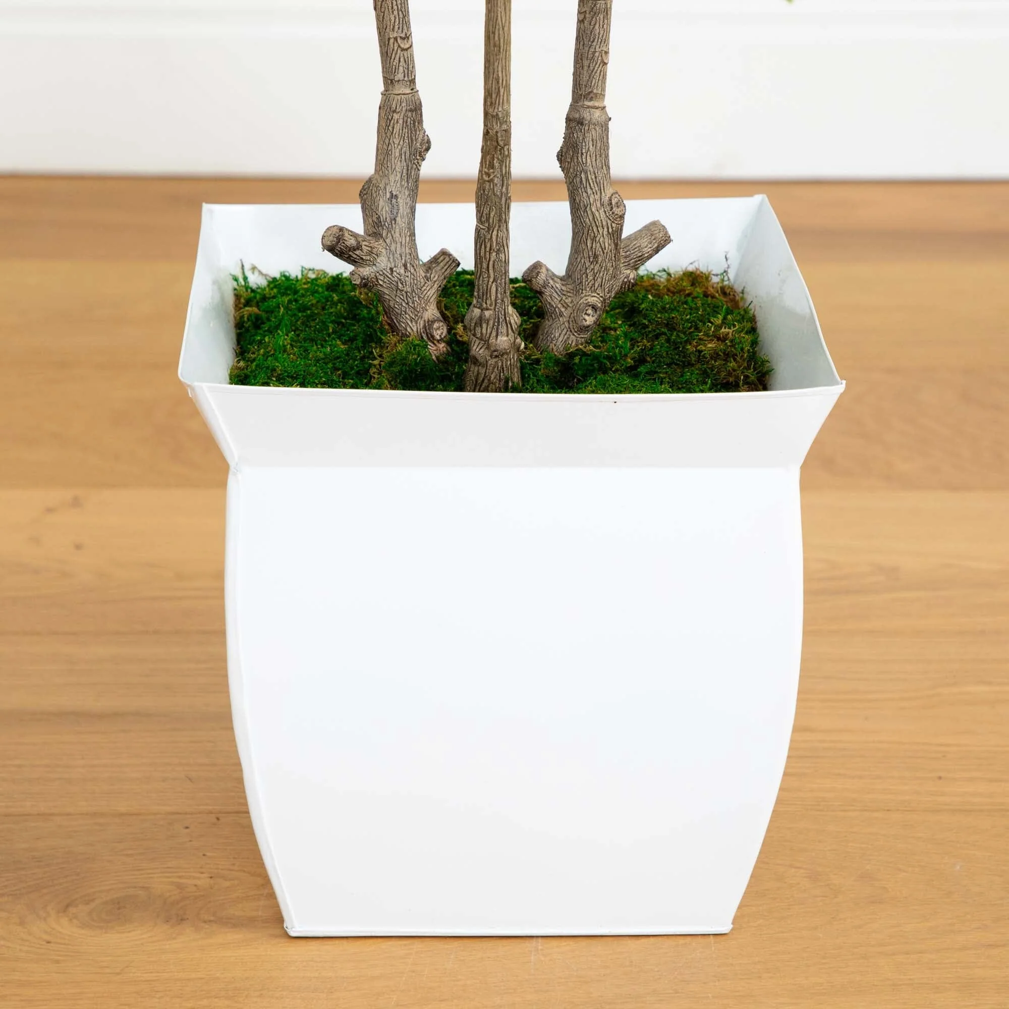 5.5’ Fiddle Leaf Artificial Tree in White Metal Planter(Indoor/Outdoor) - Image 3