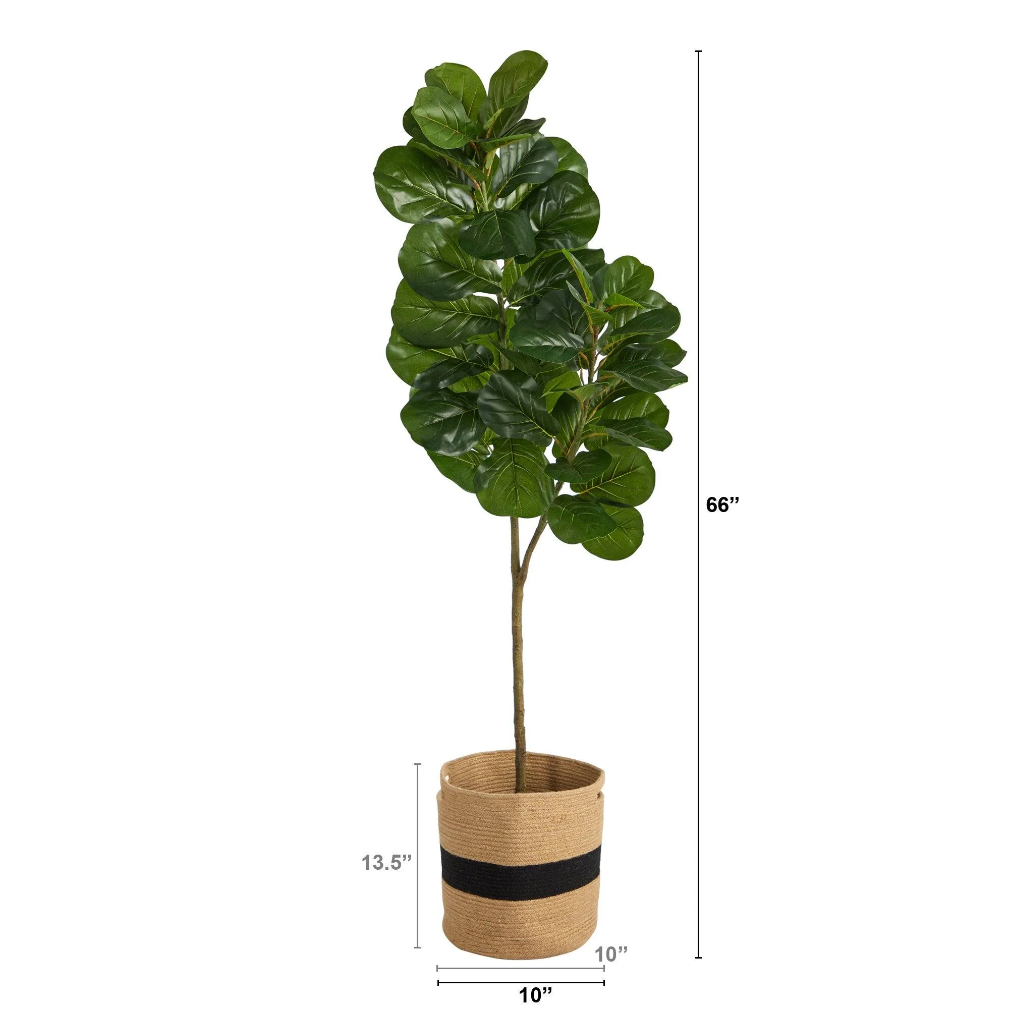 5.5’ Fiddle Leaf Fig Artificial Tree in Handmade Natural Cotton Planter - Image 2