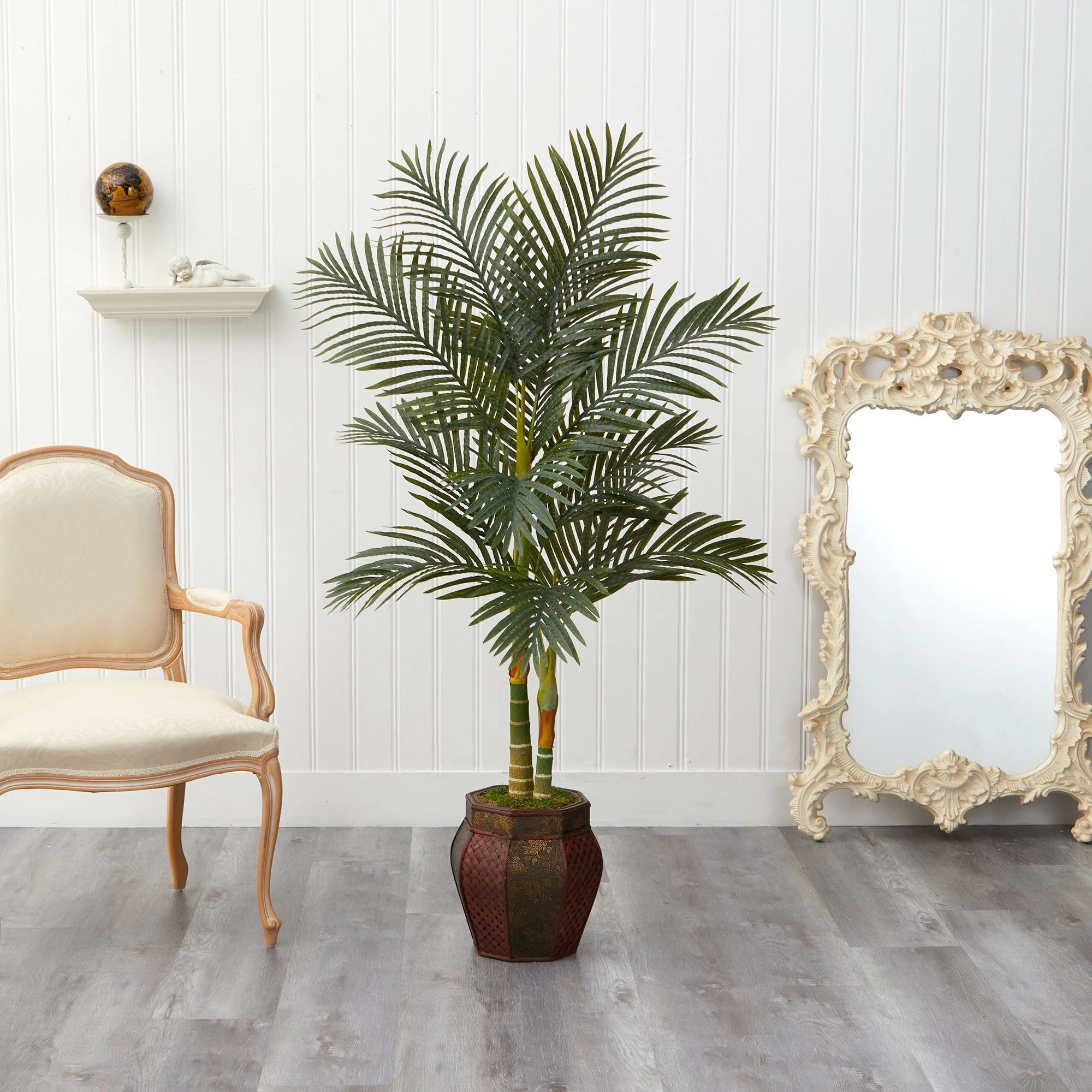 5.5’ Golden Cane Artificial Palm Tree in Decorative Planter - Image 4
