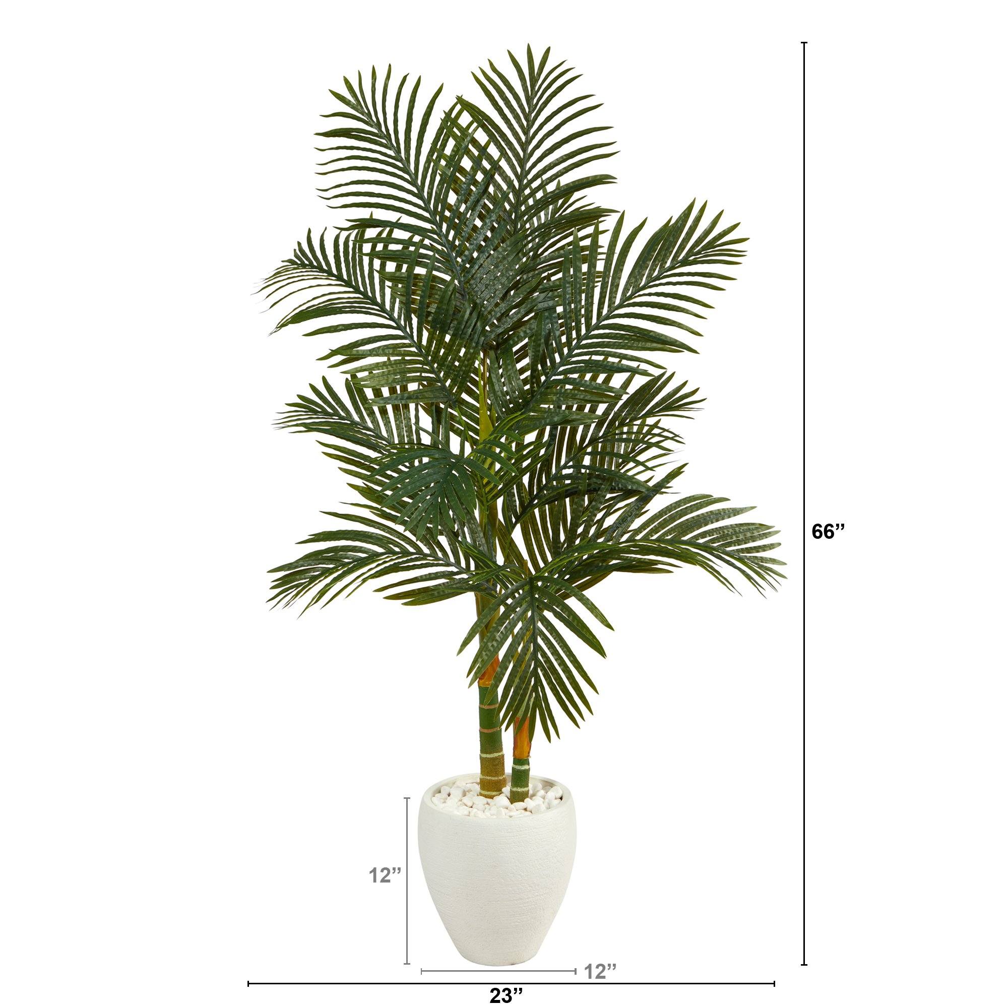 5.5’ Golden Cane Artificial Palm Tree in White Planter - Image 2