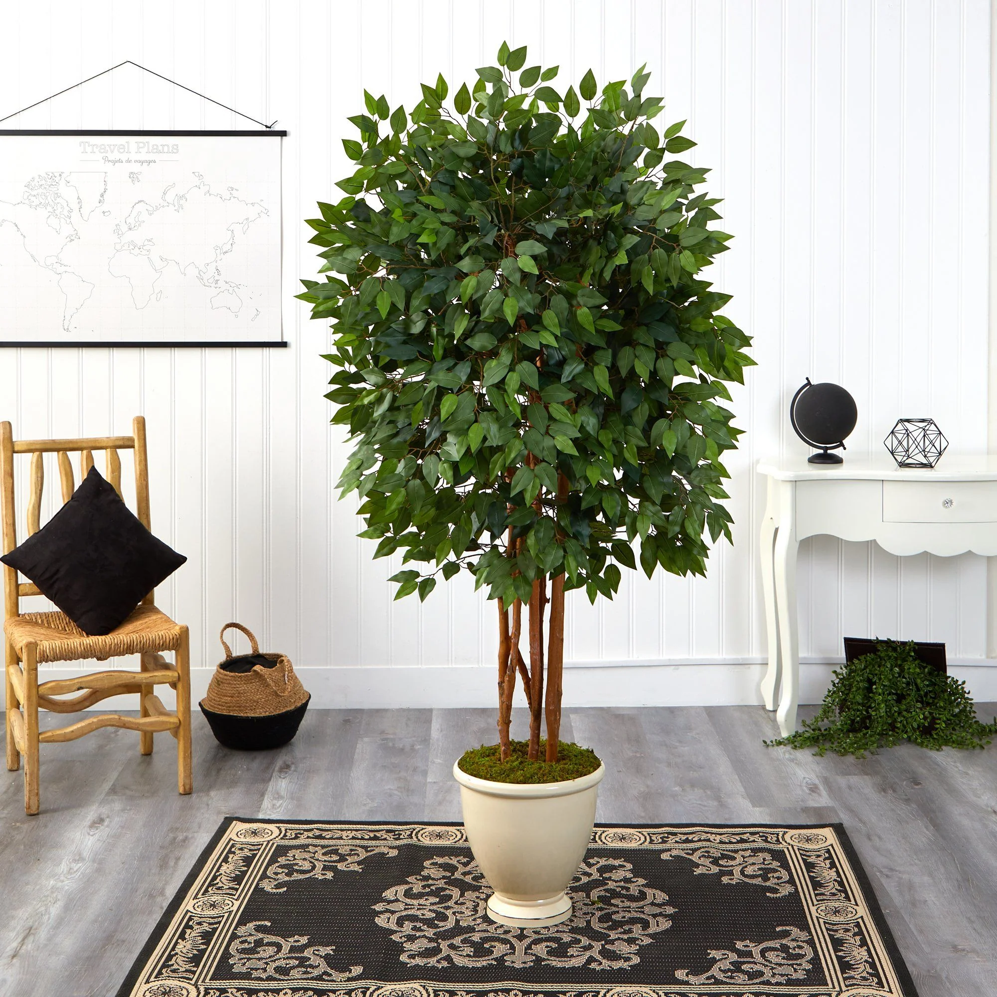5.5’ Super Deluxe Ficus Artificial Tree in Decorative Urn - Image 3