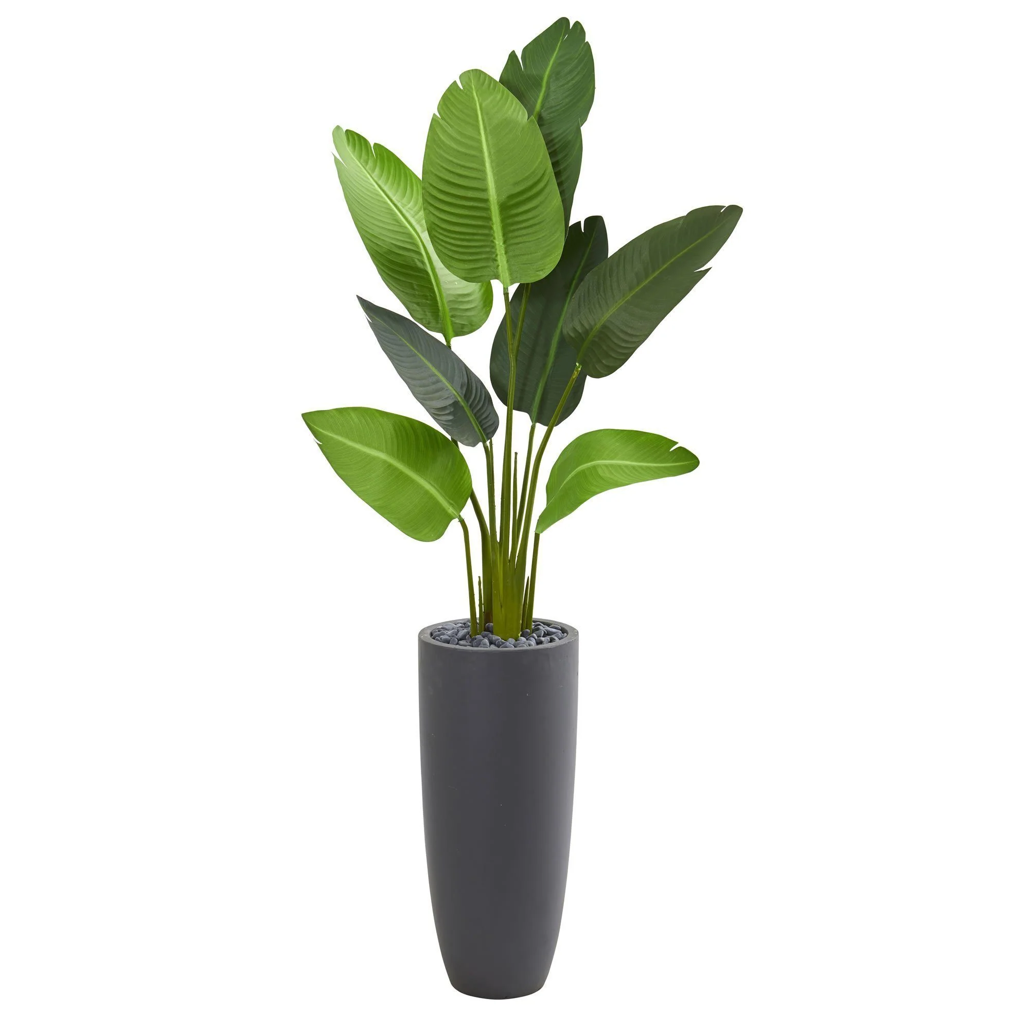 5.5’ Traveler's Palm Artificial Tree in Gray Planter - Image 7