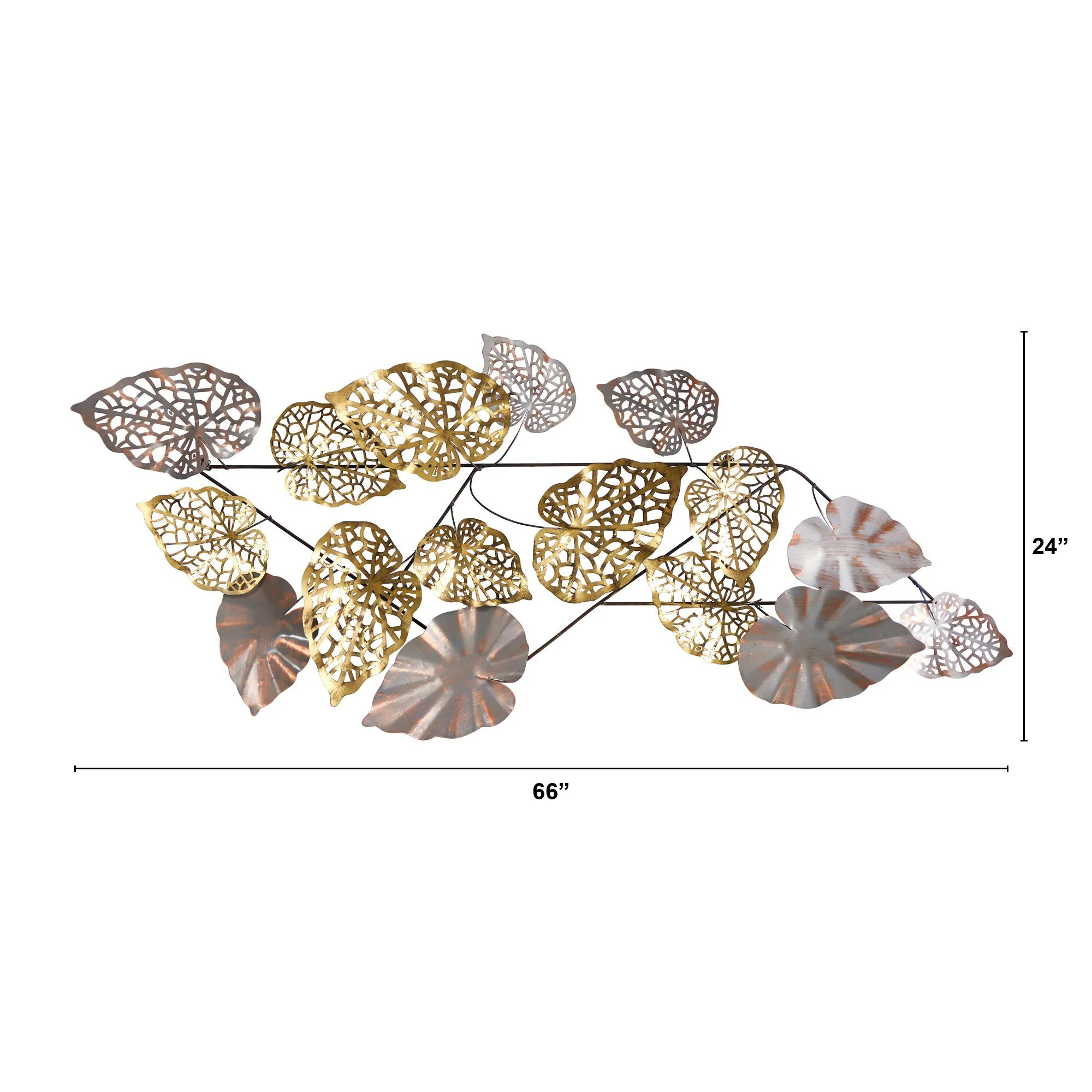 5.5’ x 2’ Scattered Metal Leaves Wall Art Decor - Image 2