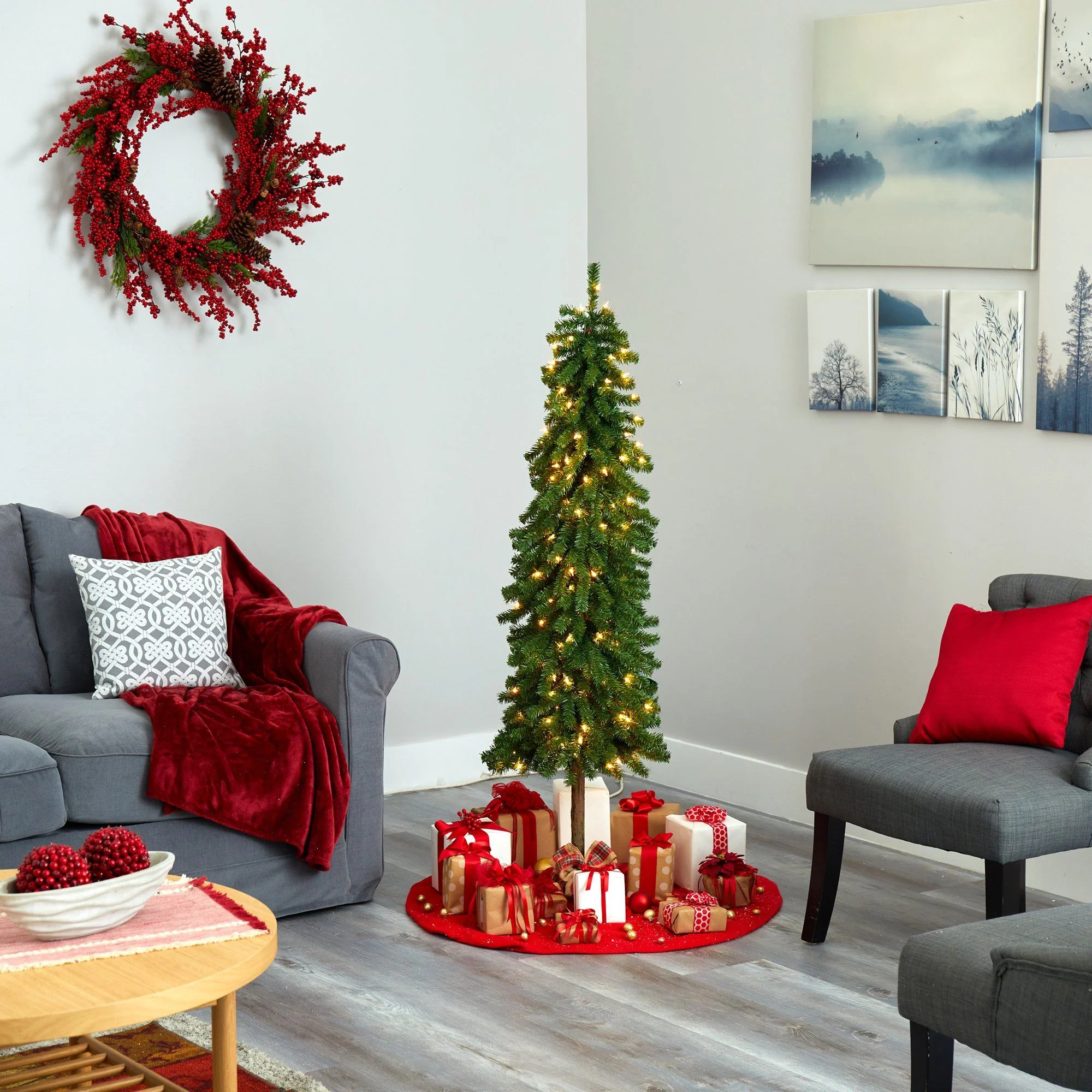5' Alpine Artificial Christmas Tree with 150 Lights and 405 Bendable Branches - Image 6