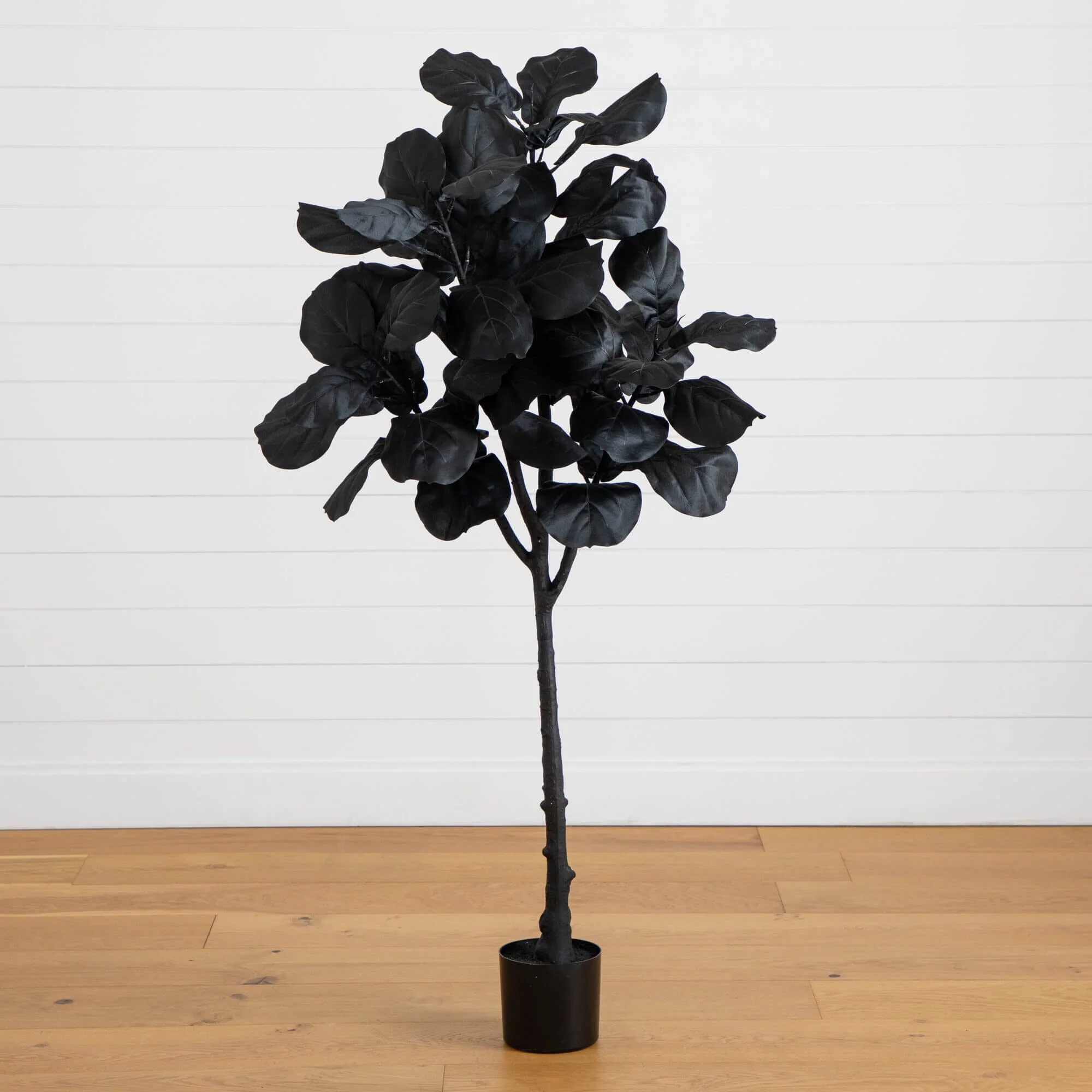 5' Artificial Halloween Black Fiddle Leaf Tree - Image 3
