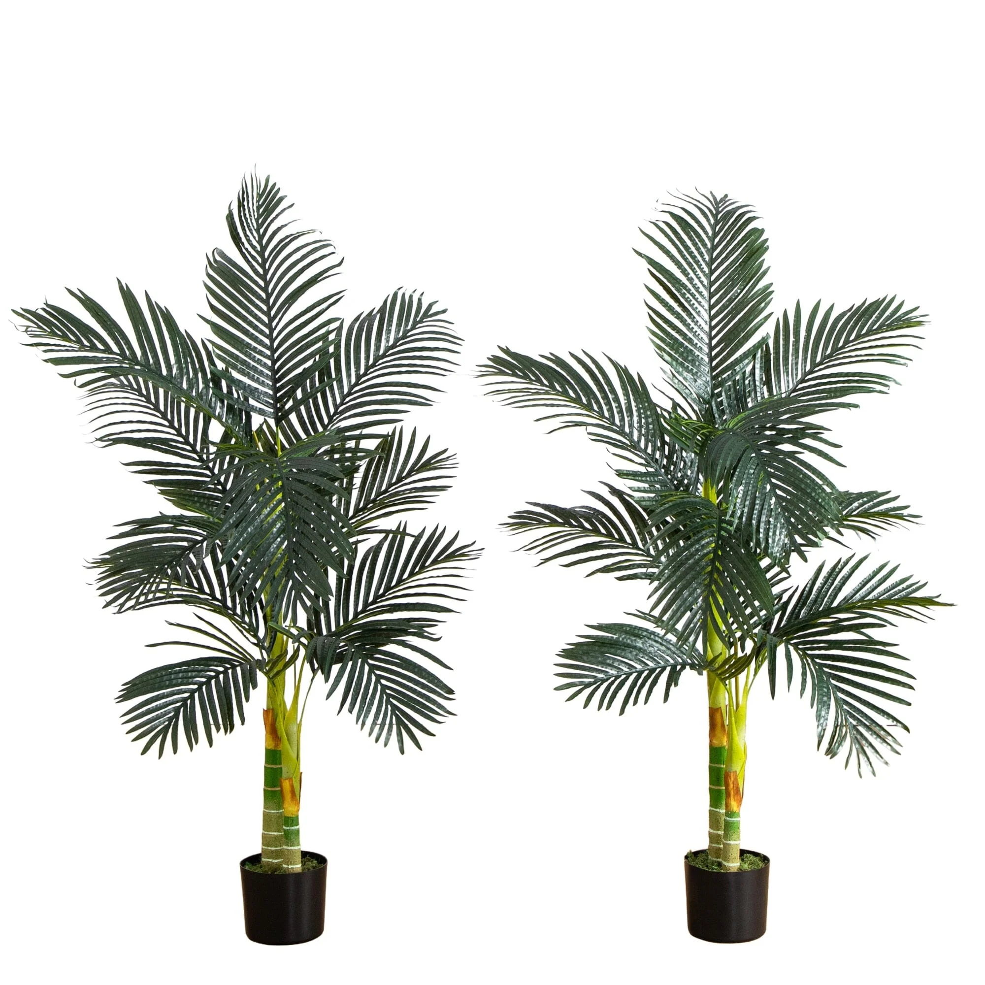5’ Artificial Double Stalk Golden Cane Palm Tree- Set of 2 - Image 6