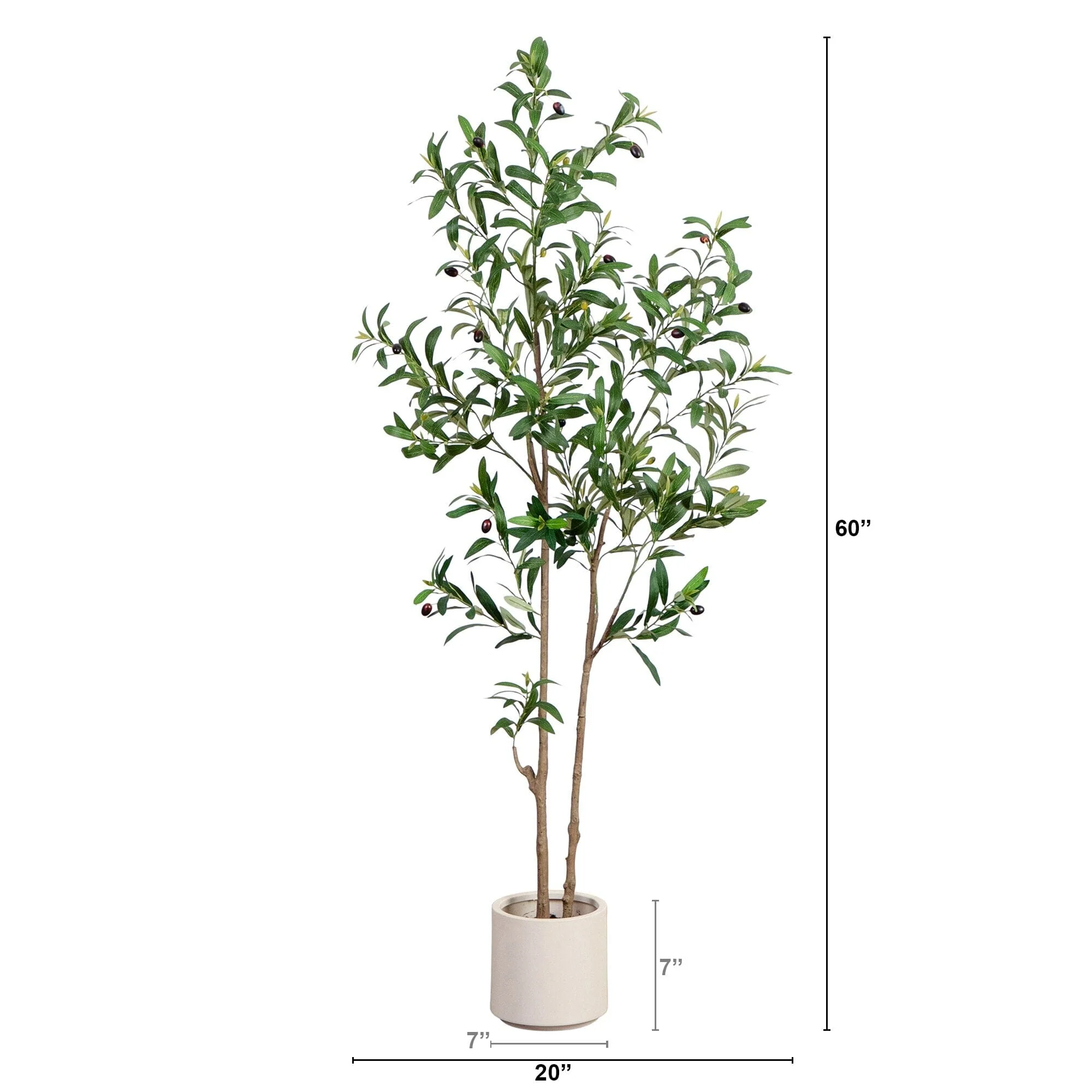 5’ Artificial Minimalist Olive Tree in White Decorative Planter - Image 7