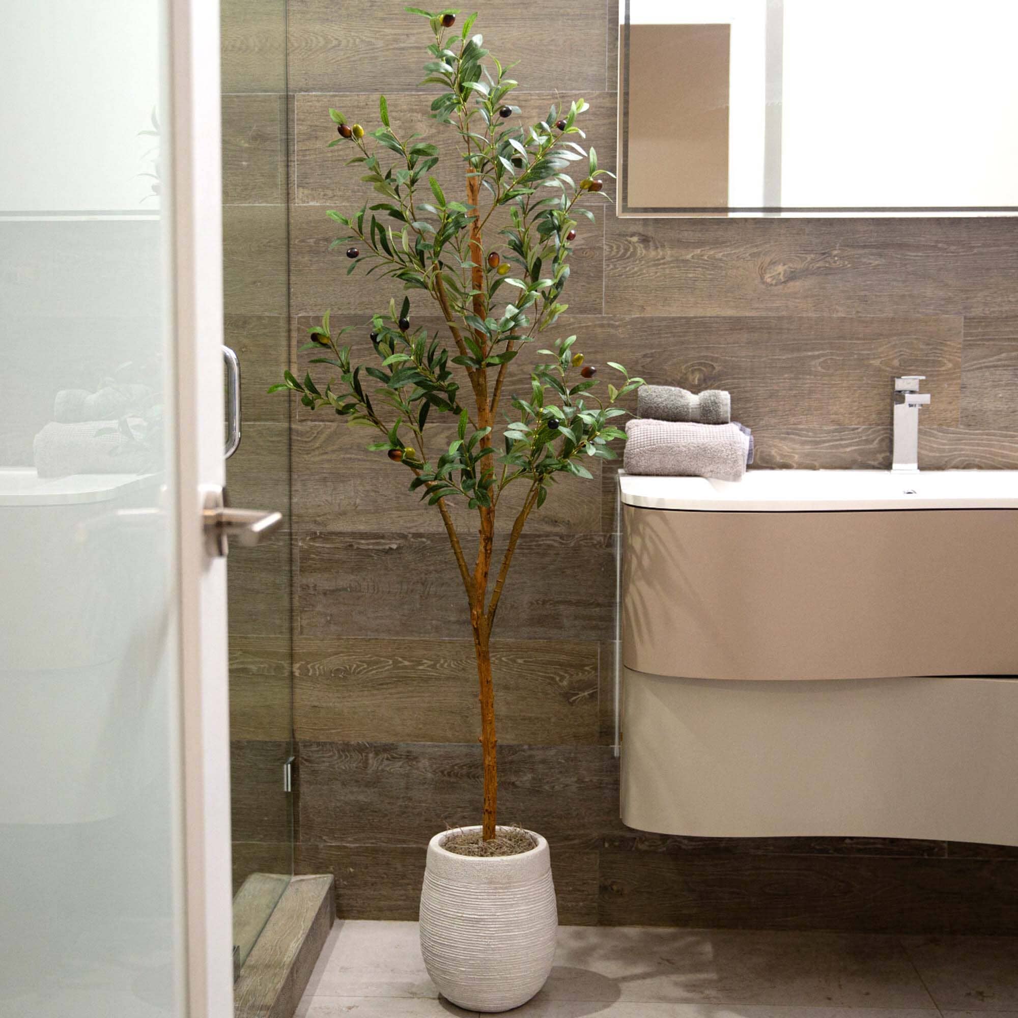 5’ Artificial Olive Tree with Natural Trunk - Image 4