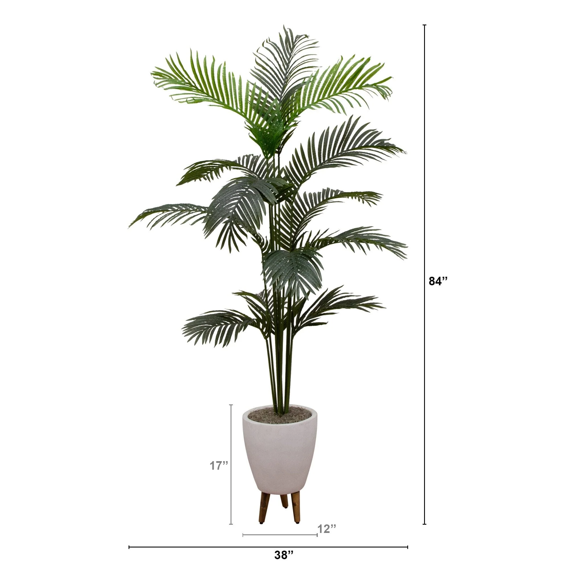 5' Artificial Paradise Palm Tree in White Ceramic Tripod Planter - Image 3