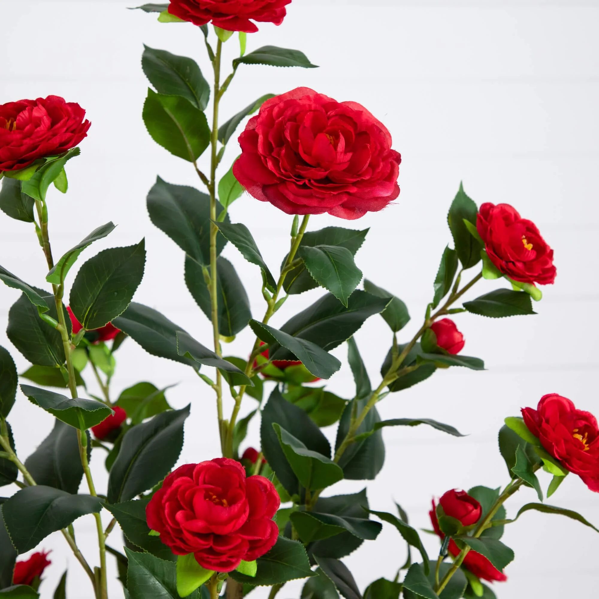 5’ Artificial Red Camellia Rose Tree - Image 2