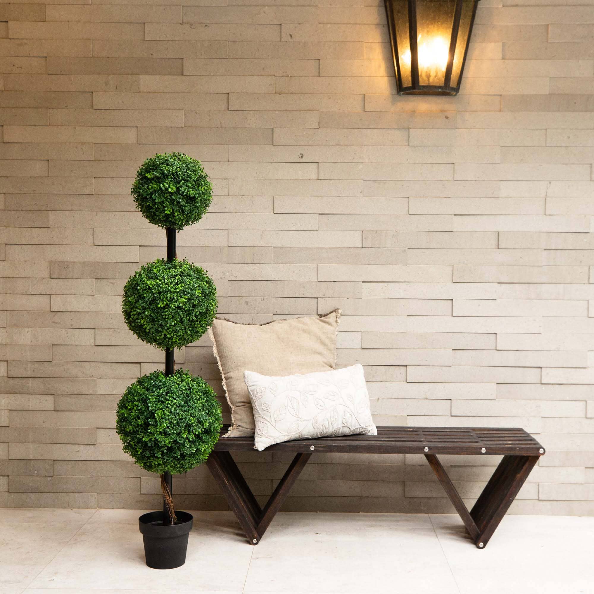 5’ Artificial Triple Ball Boxwood Topiary Tree (Indoor/Outdoor) - Image 3