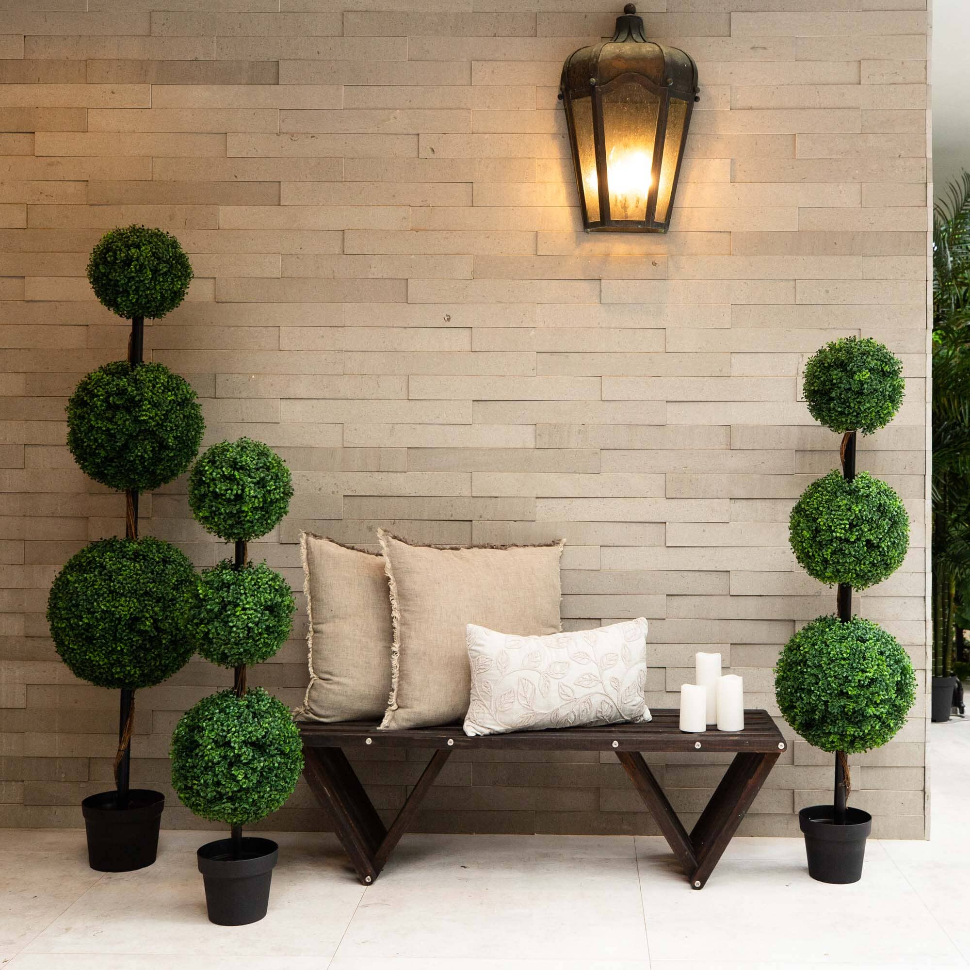 5’ Artificial Triple Ball Boxwood Topiary Tree (Indoor/Outdoor) - Image 4
