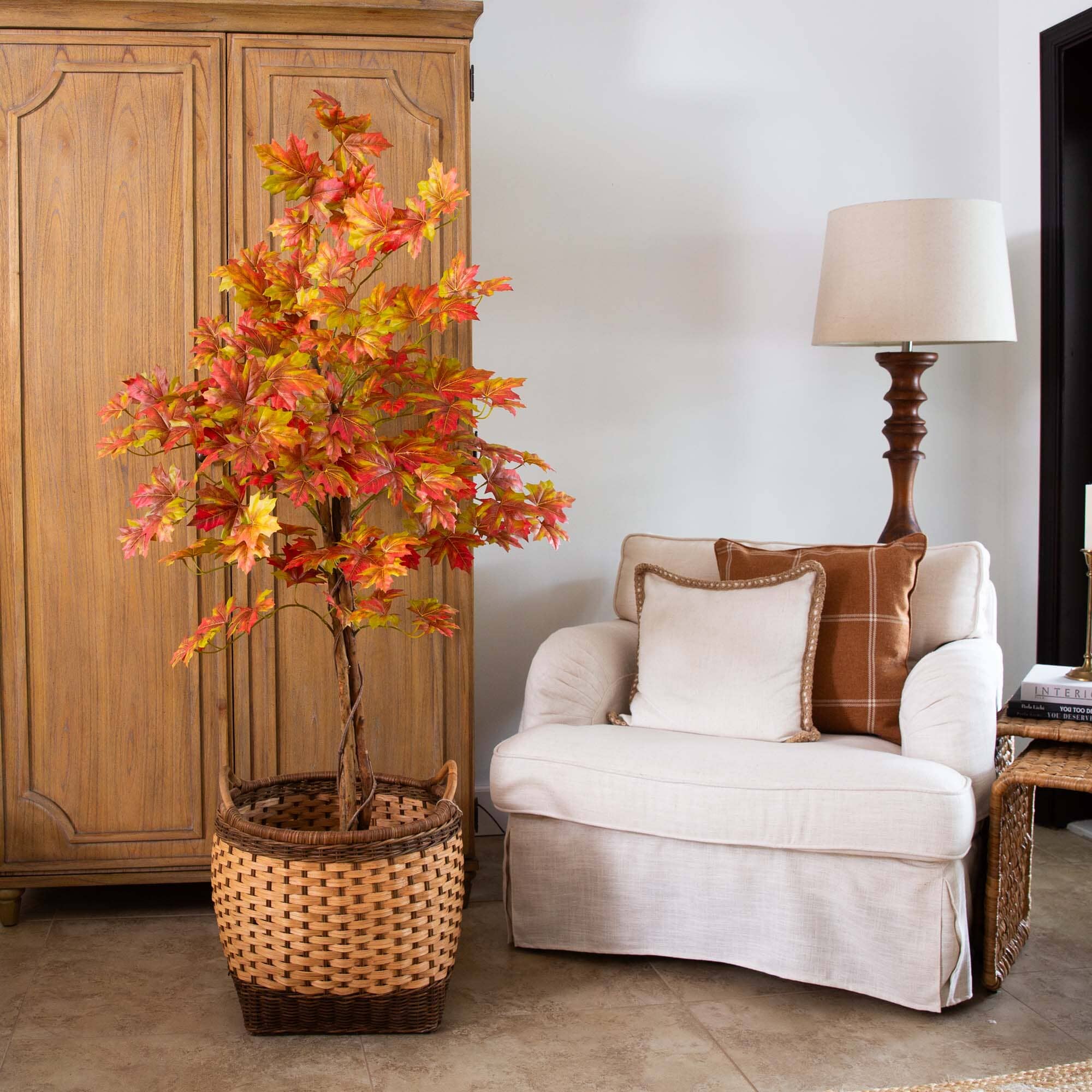 5’ Autumn Deluxe Maple Artificial Fall Tree - Image 3