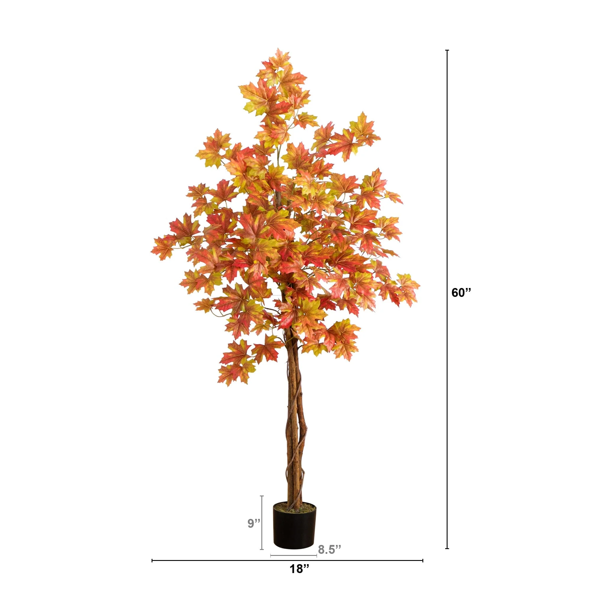 5’ Autumn Deluxe Maple Artificial Fall Tree - Image 5