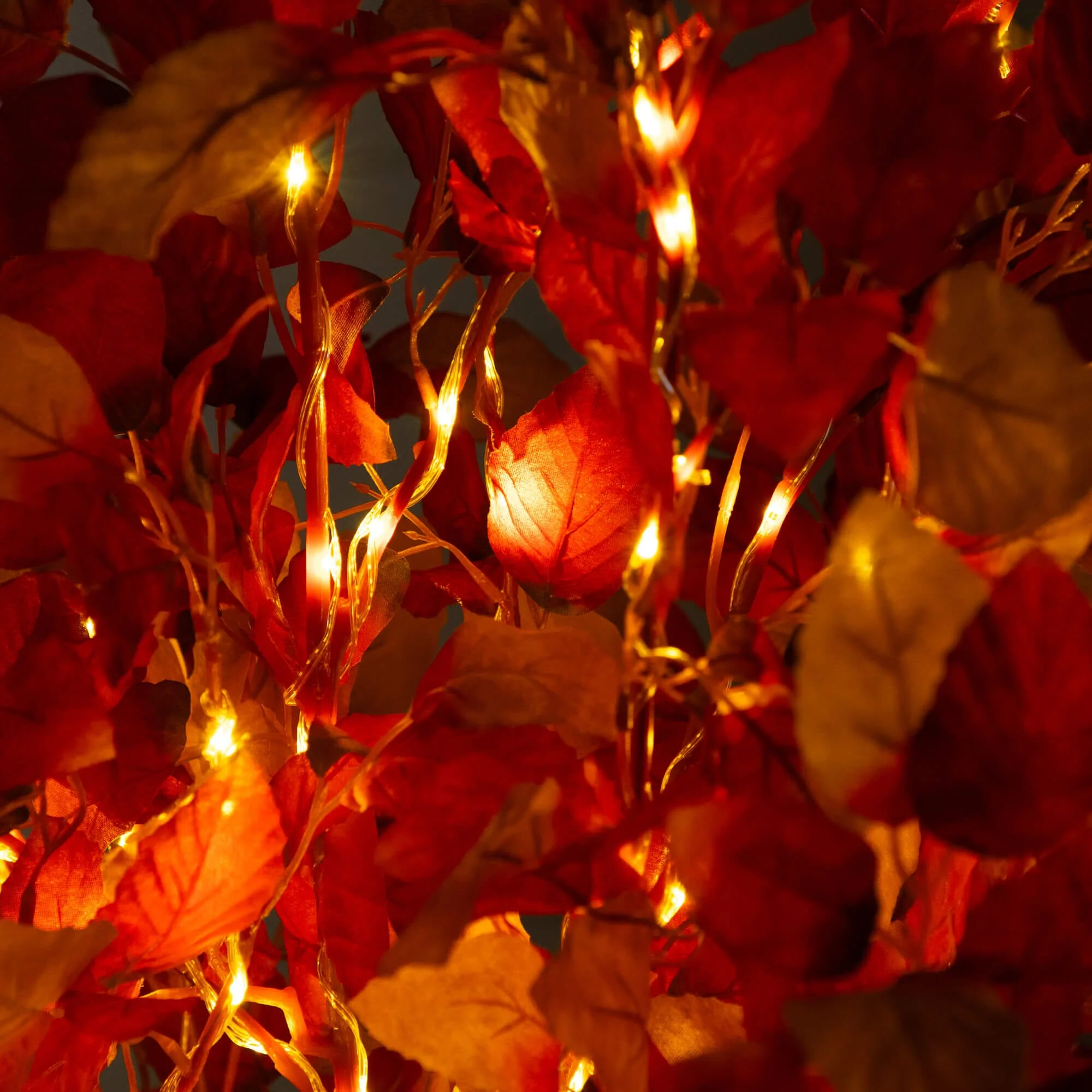 5' Pre-Lit Autumn Artificial Fall Tree with 200 Warm White LED Lights - Image 2
