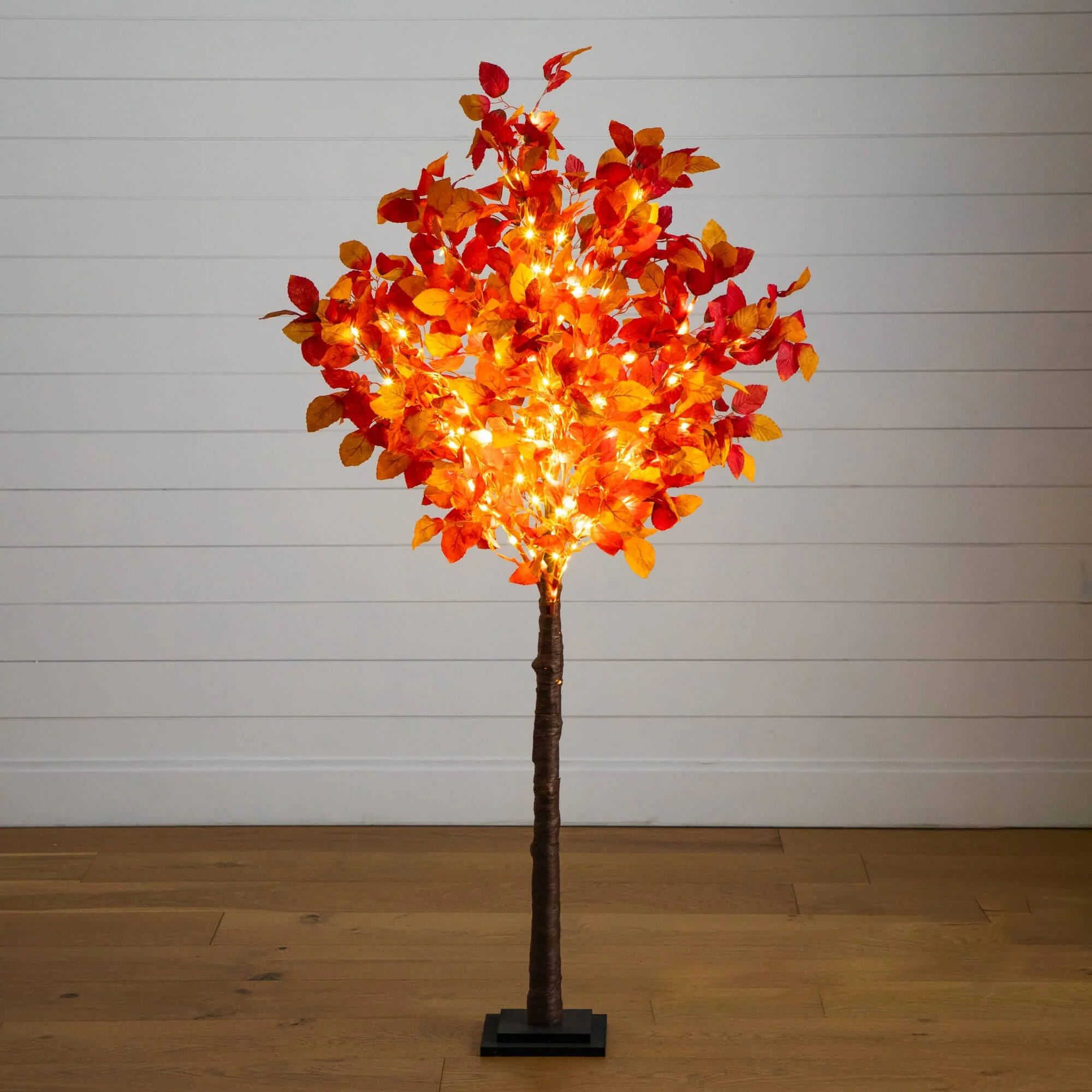 5' Pre-Lit Autumn Artificial Fall Tree with 200 Warm White LED Lights - Image 3