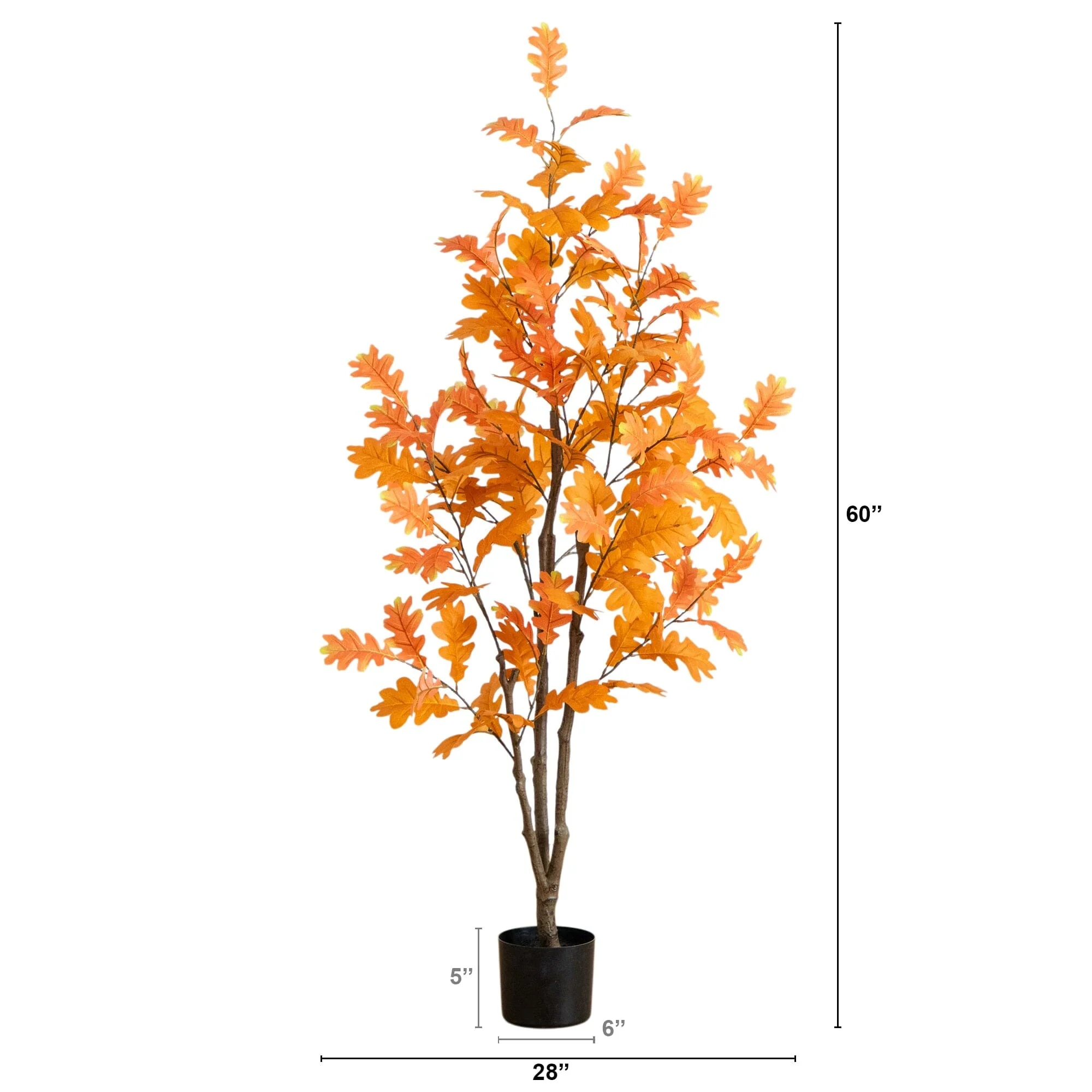 5' Artificial Autumn Oak Tree - Image 7