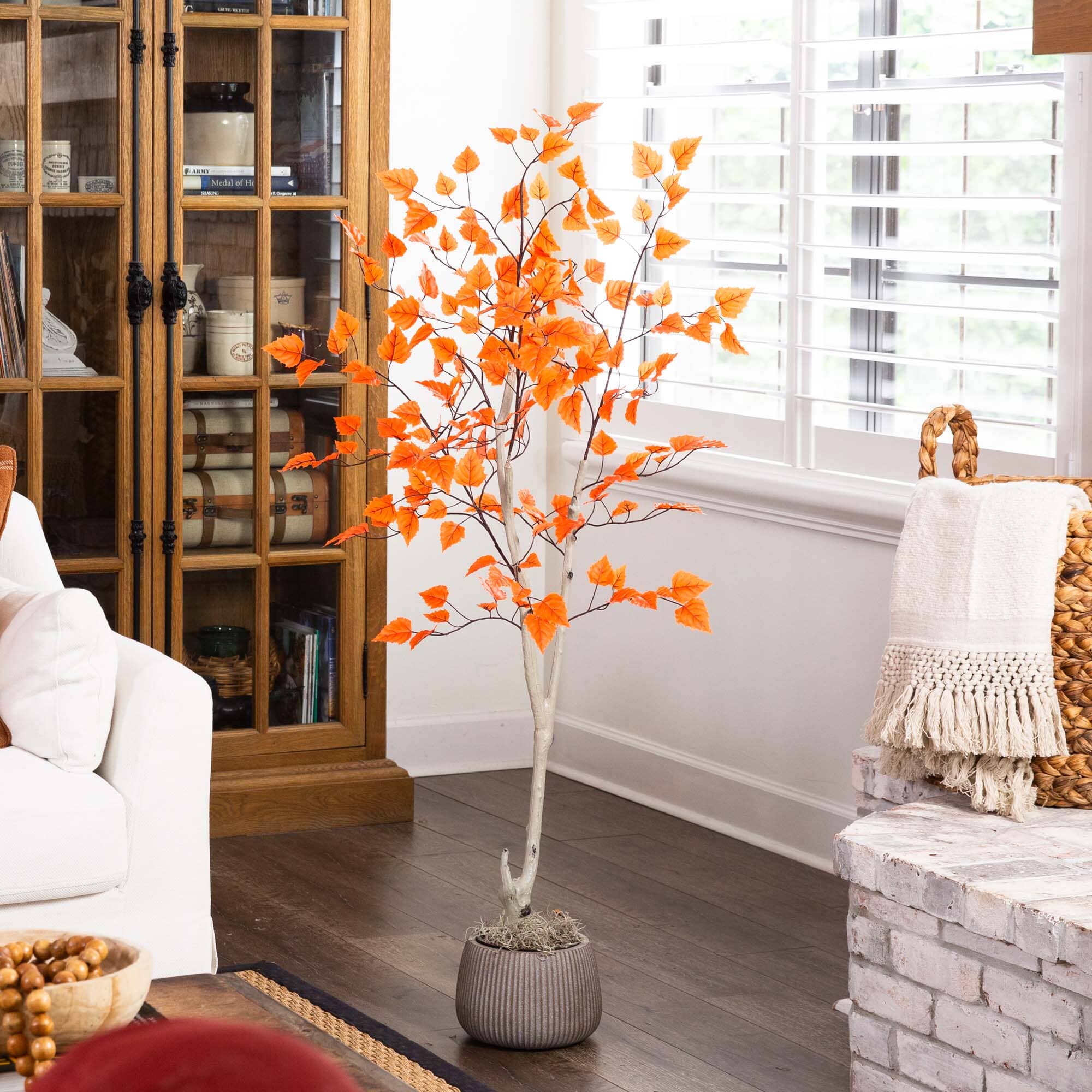 5’ Autumn Paper Birch Artificial Fall Tree - Image 3