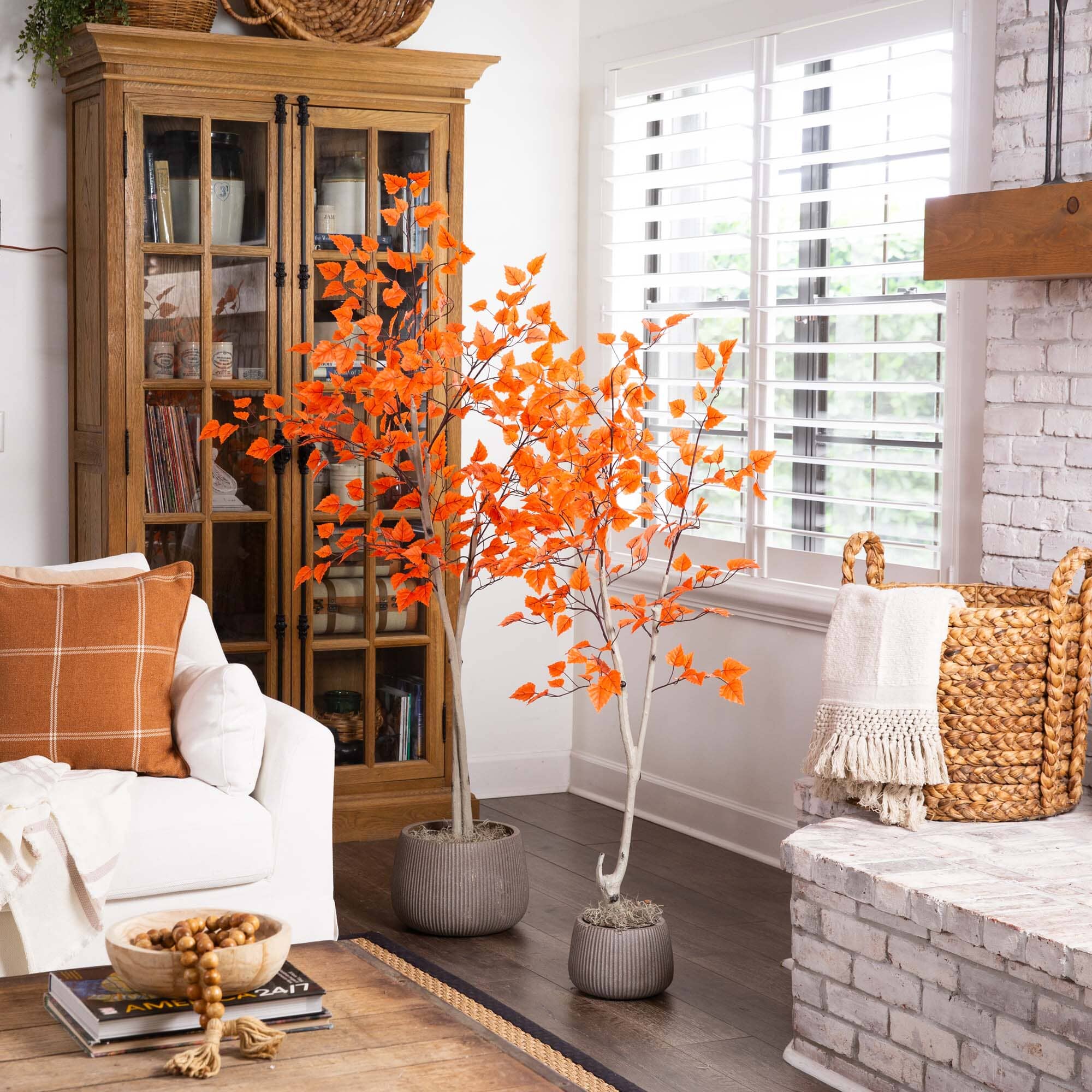 5’ Autumn Paper Birch Artificial Fall Tree - Image 4