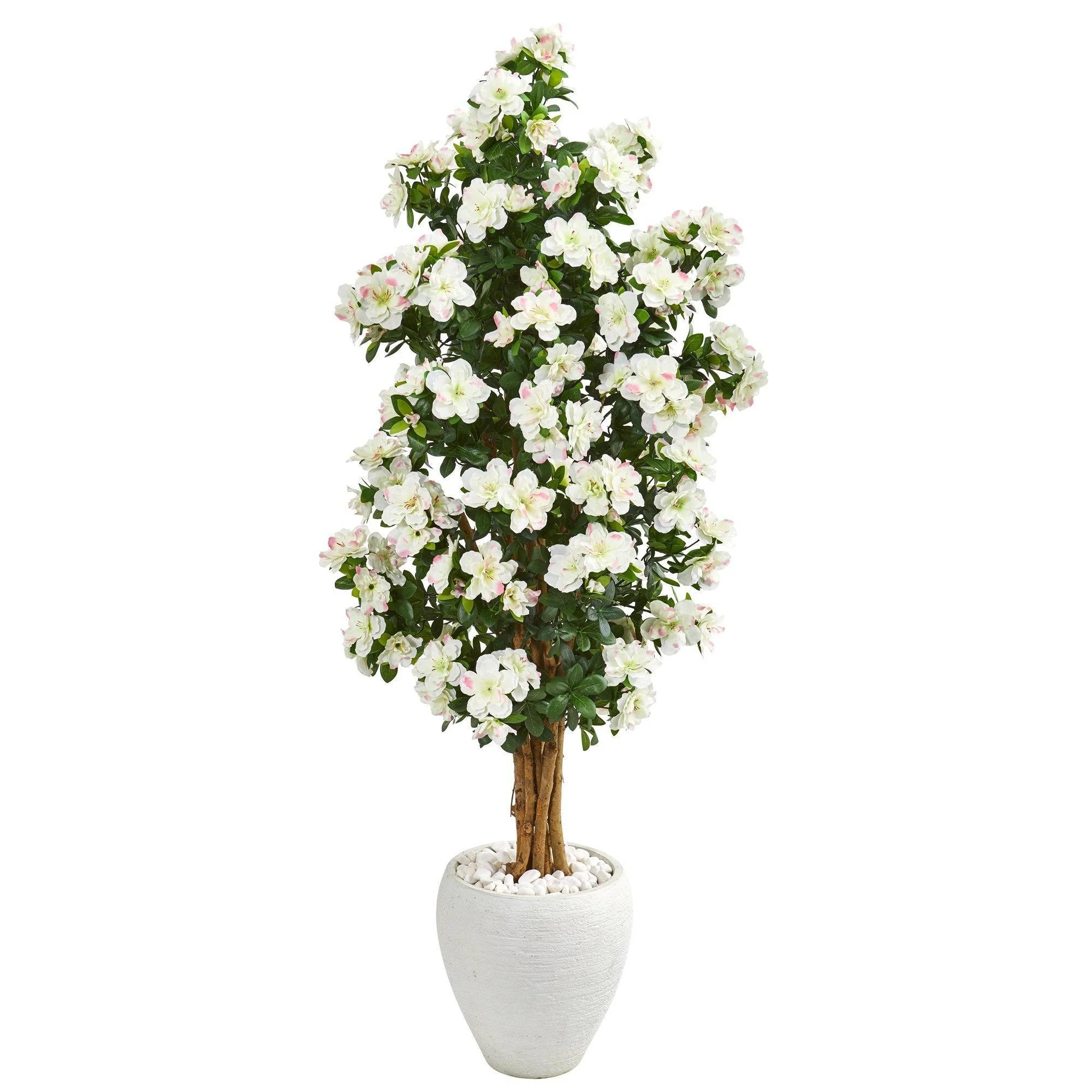 5’ Azalea Artificial Tree in White Planter - Image 5