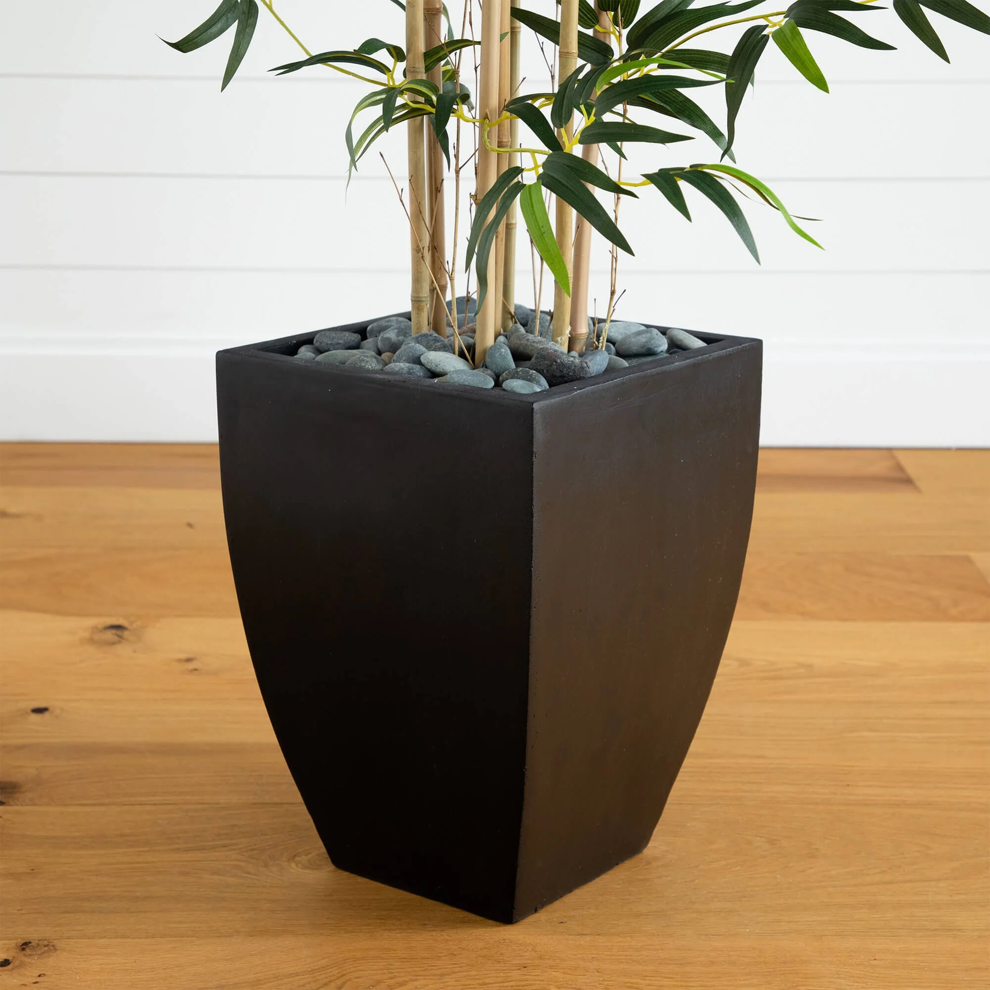 5' Bamboo Artificial Tree in Black Wash Planter - Image 4