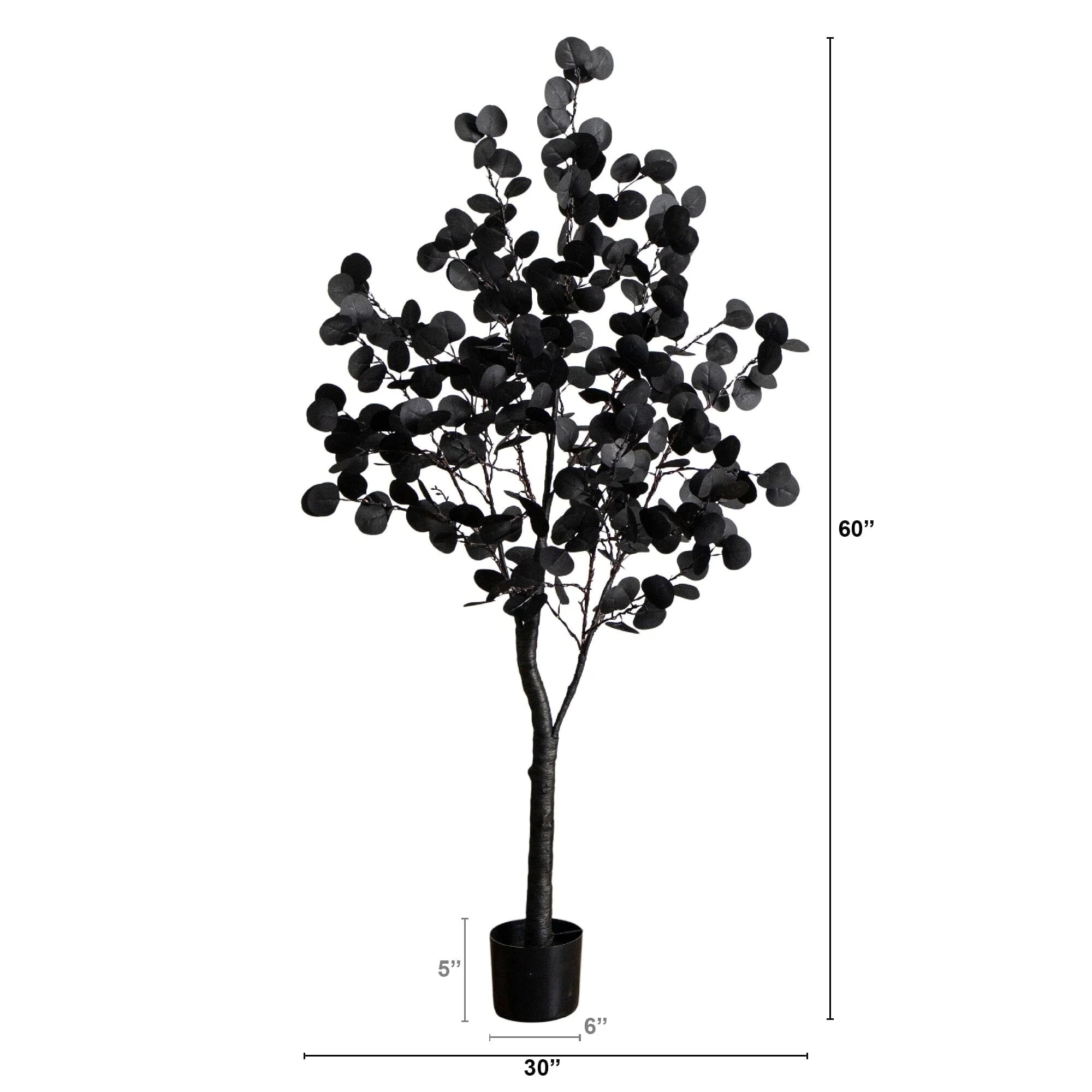 5' Pre-Lit Artificial Halloween Black Eucalyptus Tree with 220 Orange & Purple LED Lights - Image 12
