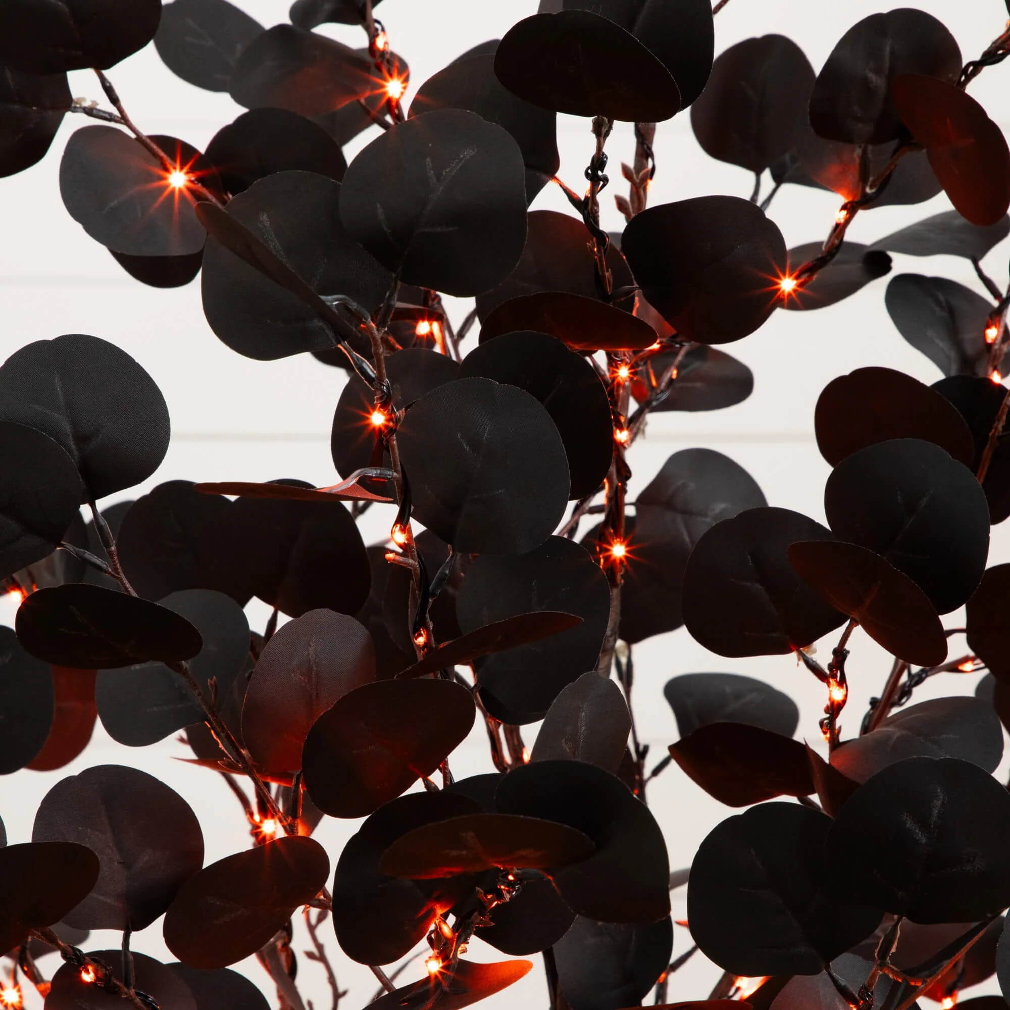 5' Pre-Lit Artificial Halloween Black Eucalyptus Tree with 220 Orange & Purple LED Lights - Image 8