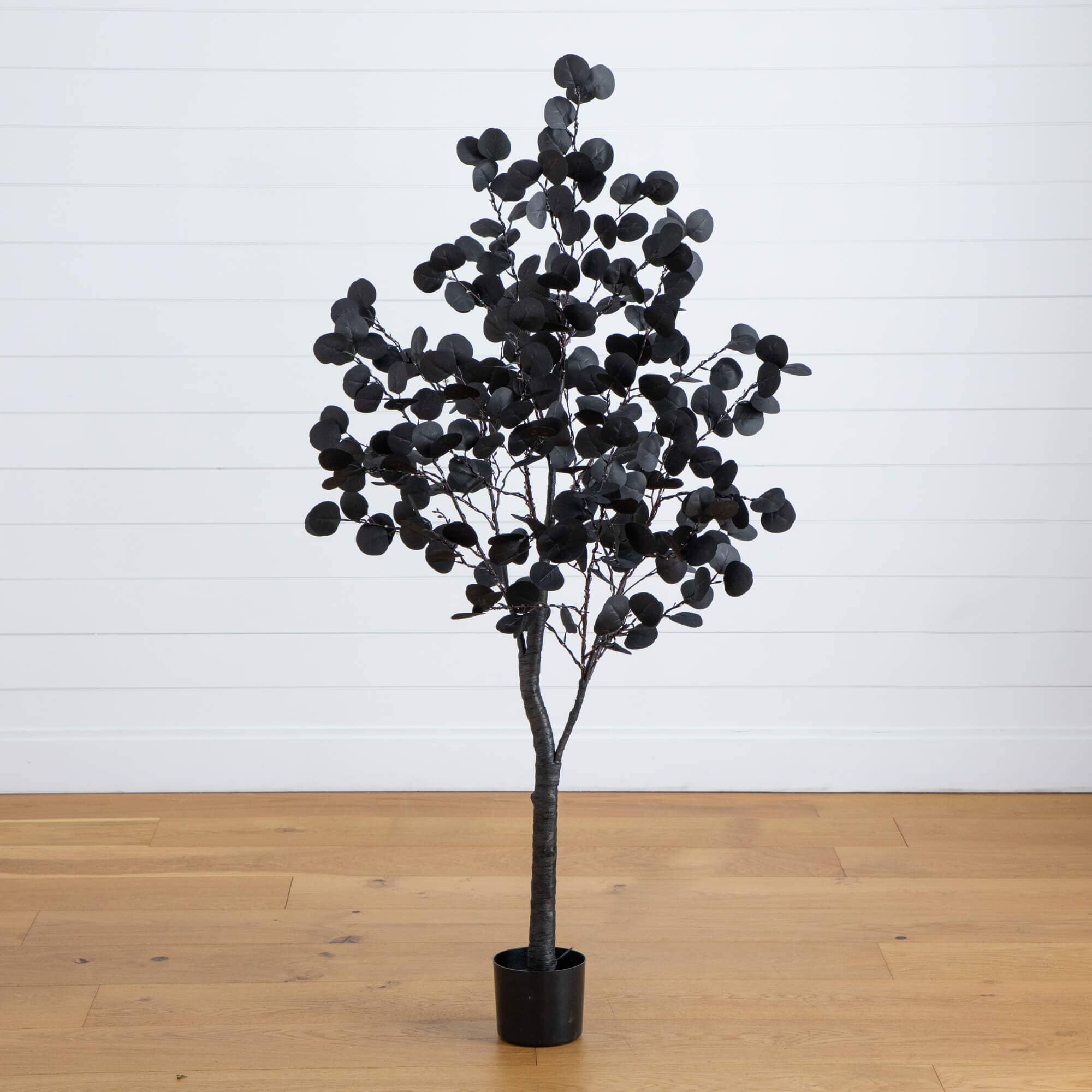 5' Pre-Lit Artificial Halloween Black Eucalyptus Tree with 220 Orange & Purple LED Lights - Image 9