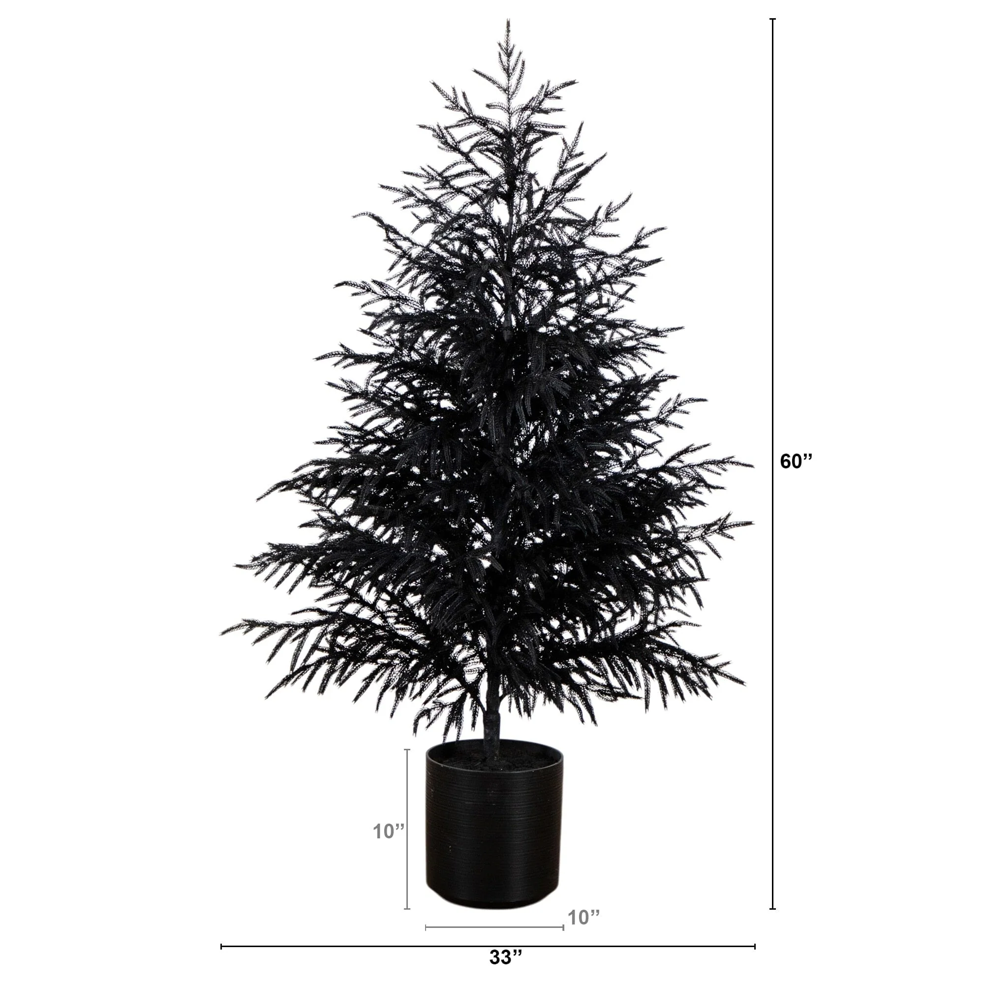 5' Artificial Halloween Real Touch Black Norfolk Pine Christmas Tree with Natural Look - Image 5