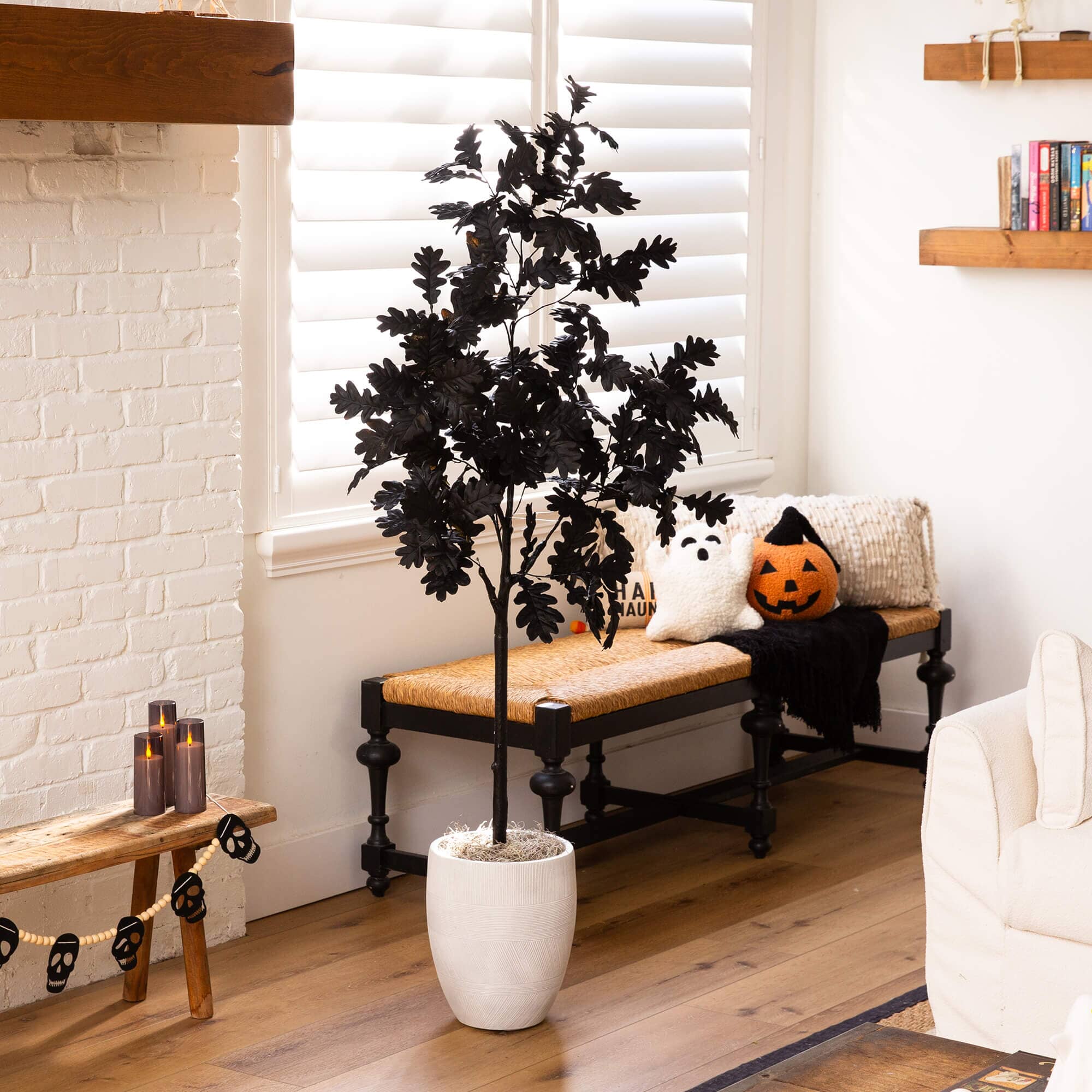 5' Artificial Halloween Black Oak Tree - Image 3