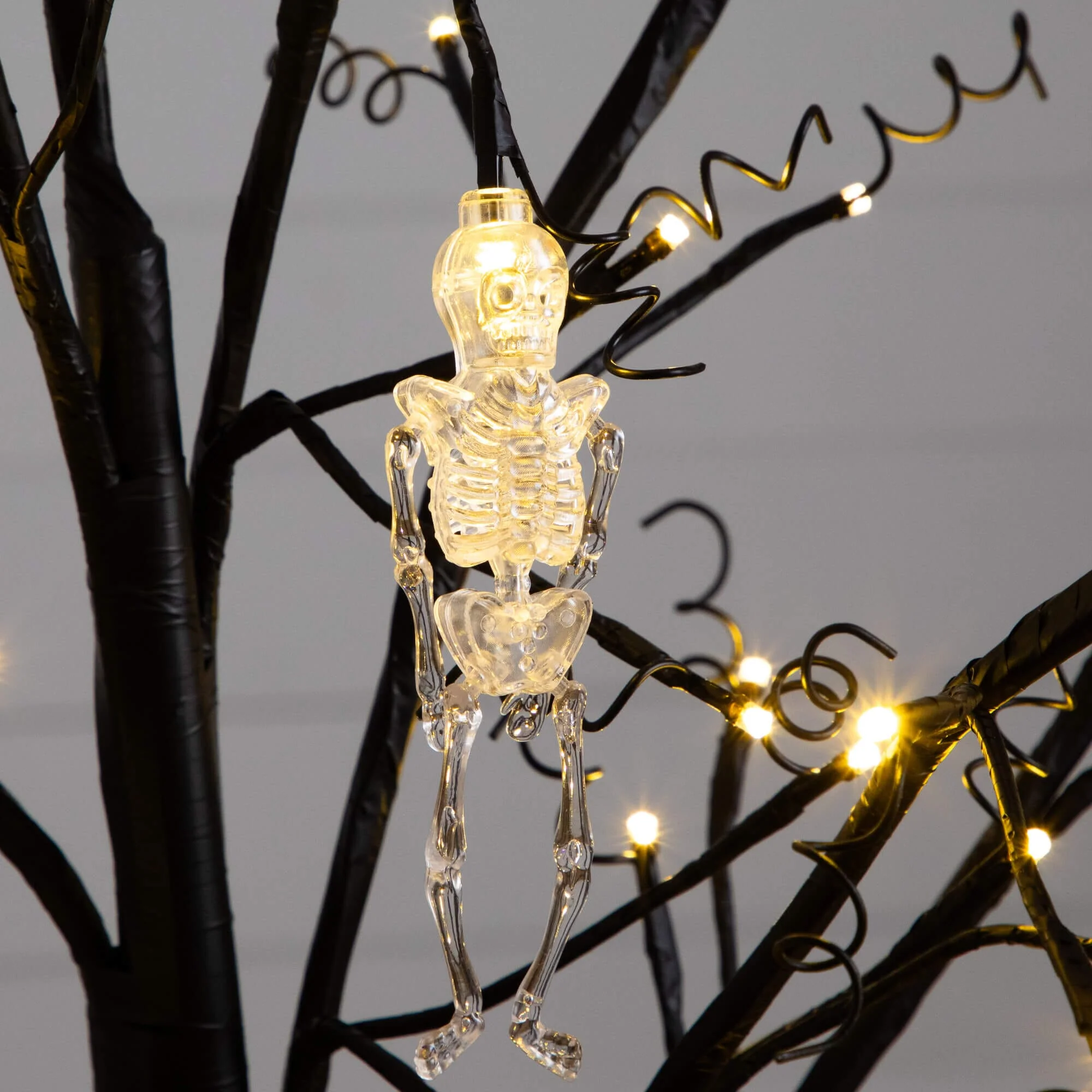 5' Pre-Lit Artificial Halloween Pumpkins and Skulls Ornament Tree with 72 Warm White LED Lights - Image 3