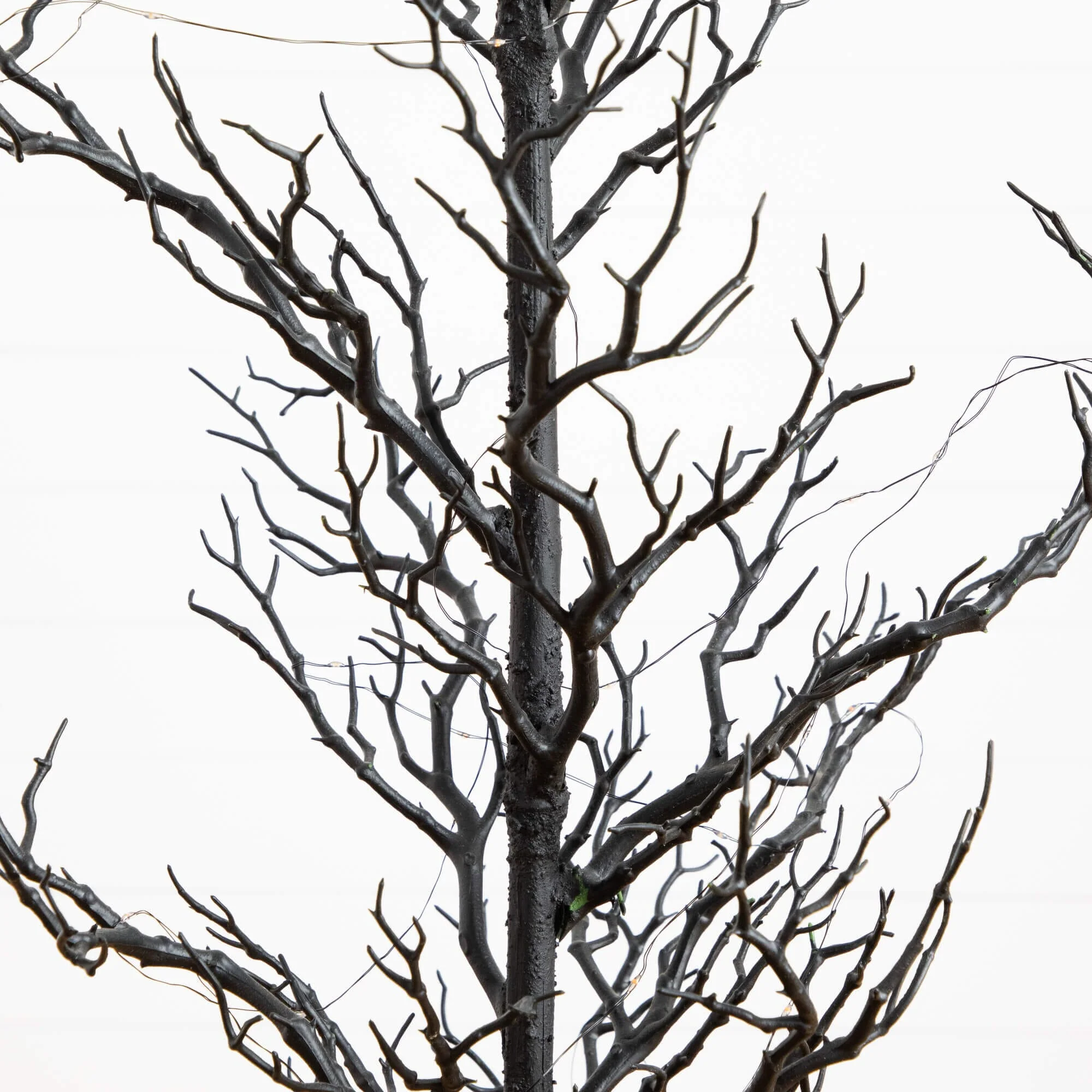 5' Pre-Lit Artificial Halloween Black Spooky Twig Tree with 200 Orange & Purple Copper Wire String LED Lights - Image 6