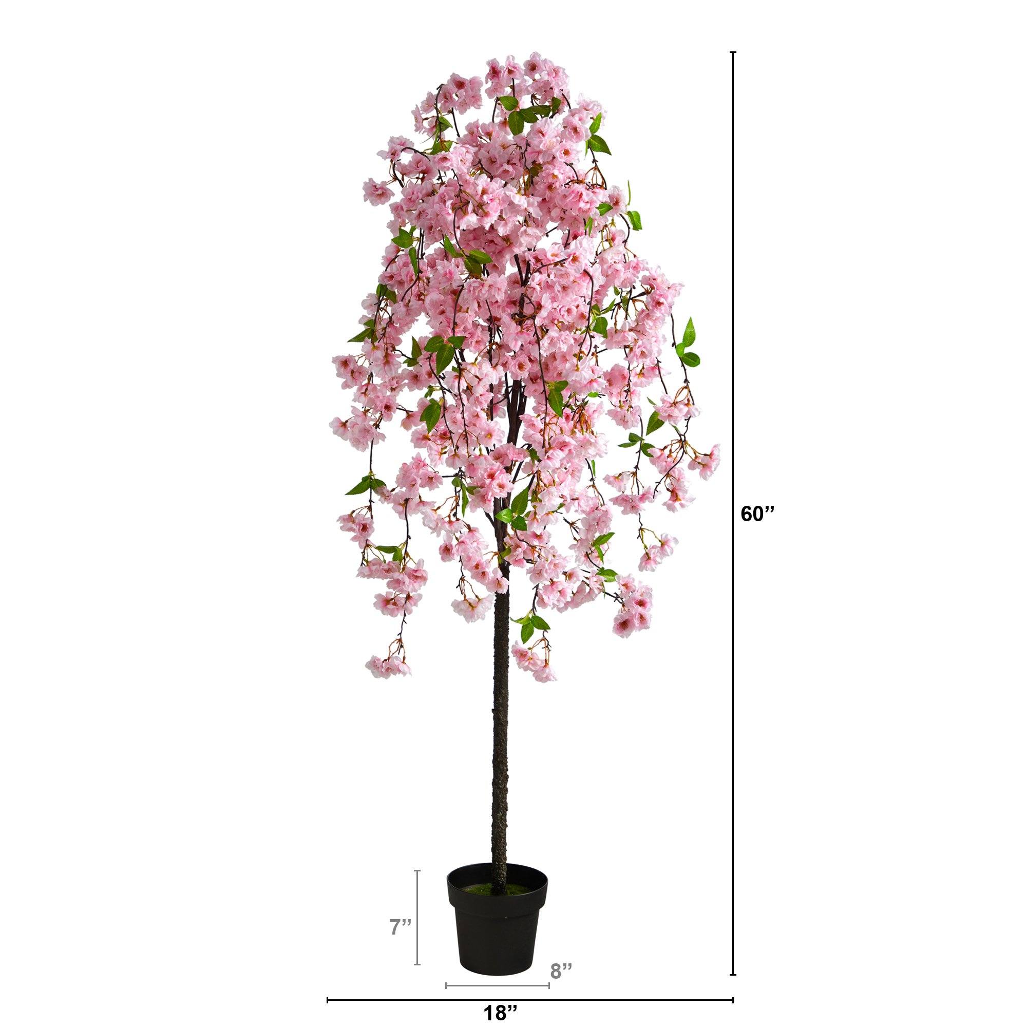 5' Artificial Pink Cherry Blossom Tree - Image 2