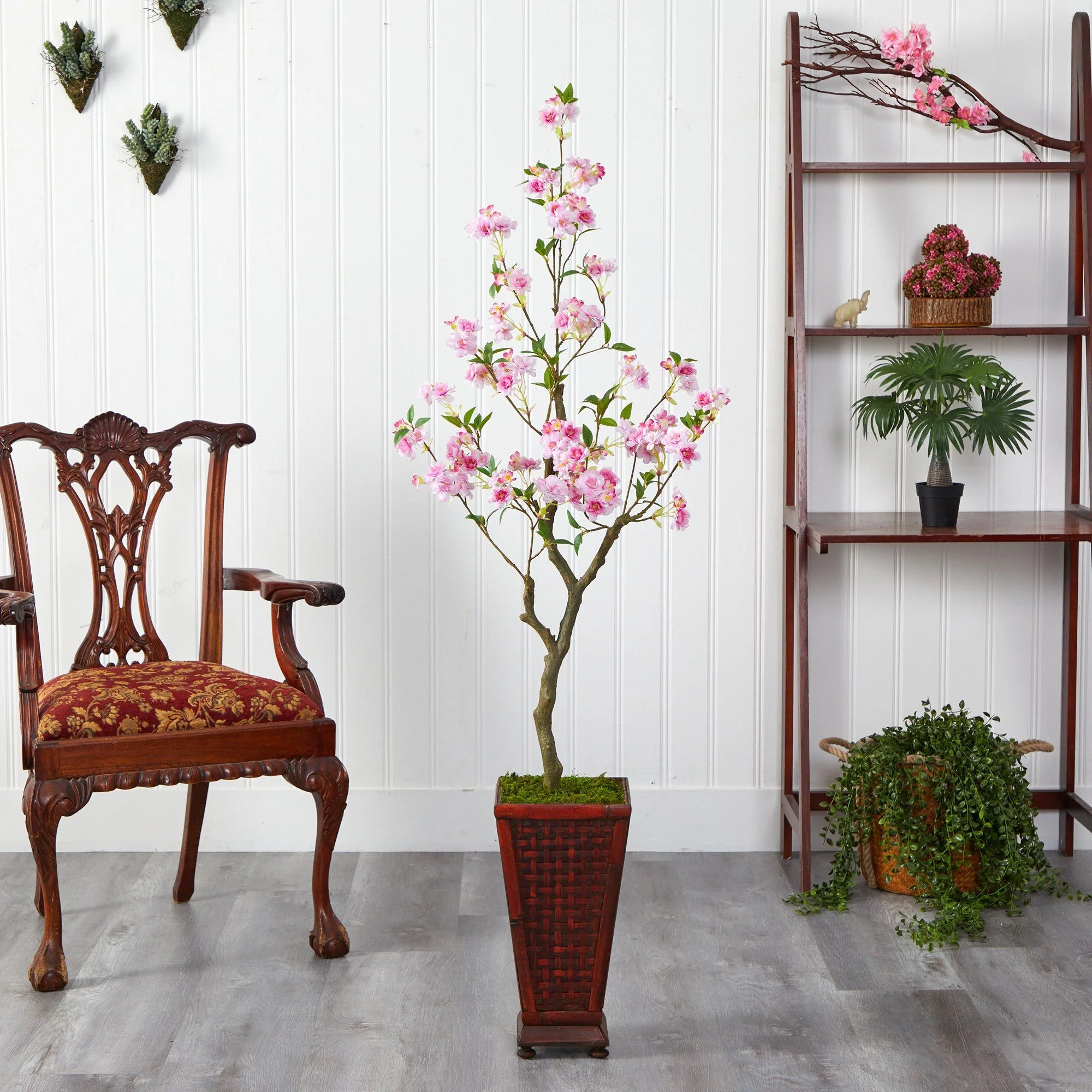 5’ Cherry Blossom Artificial Tree in Decorative Planter - Image 3