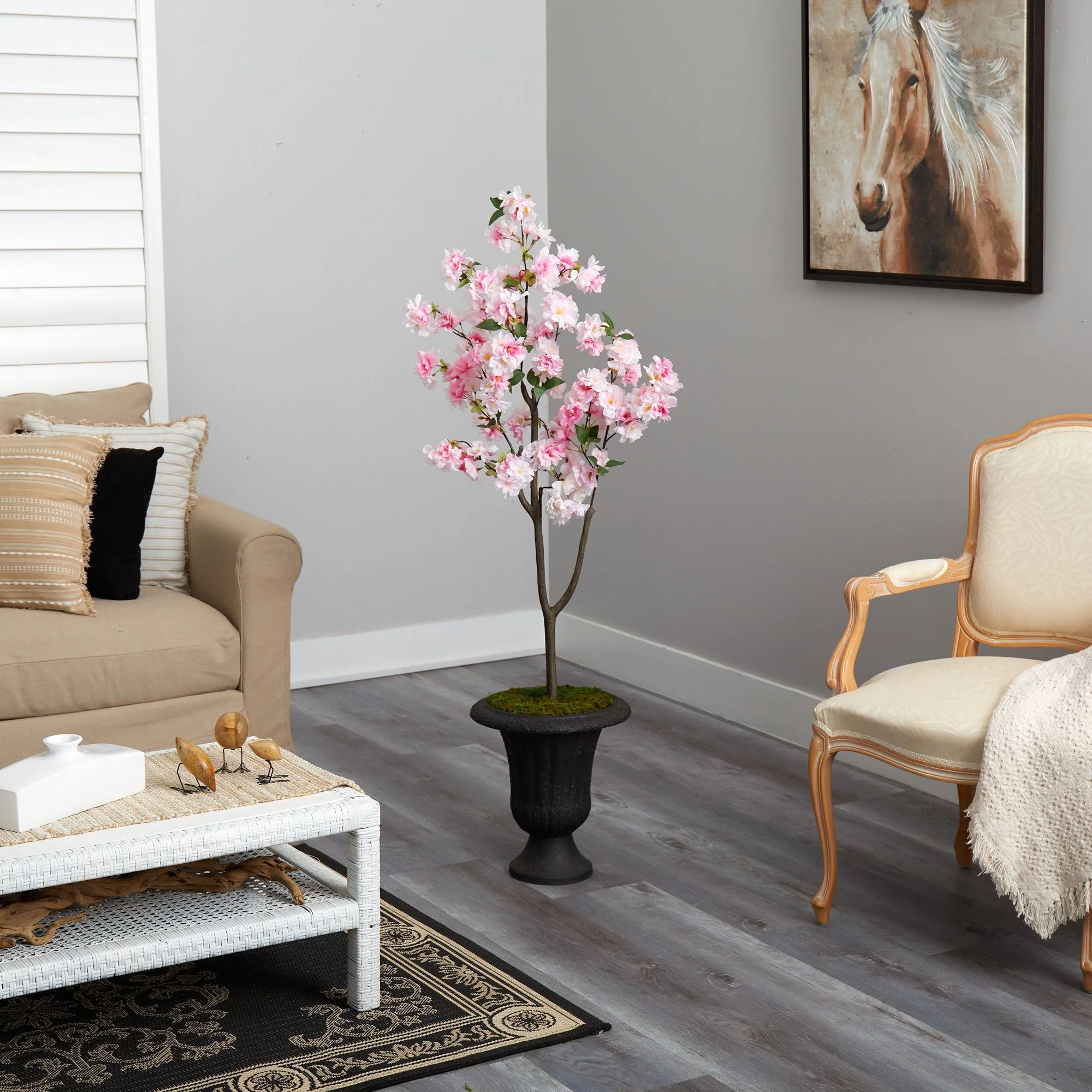 5’ Cherry Blossom Tree in Charcoal Urn - Image 4
