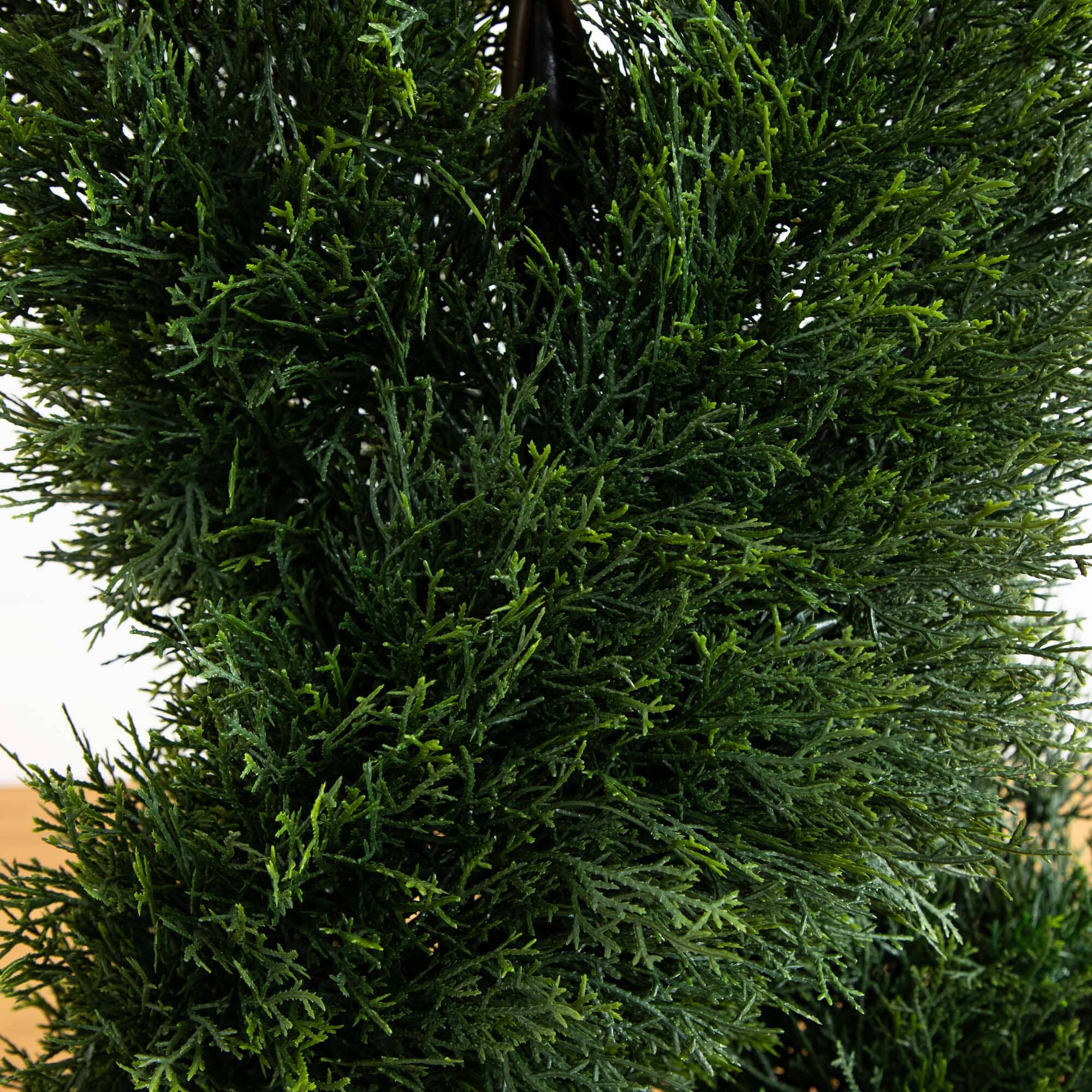 5’ Double Cypress Spiral Topiary Artificial Tree in Black Planter (Indoor/Outdoor) - Image 2