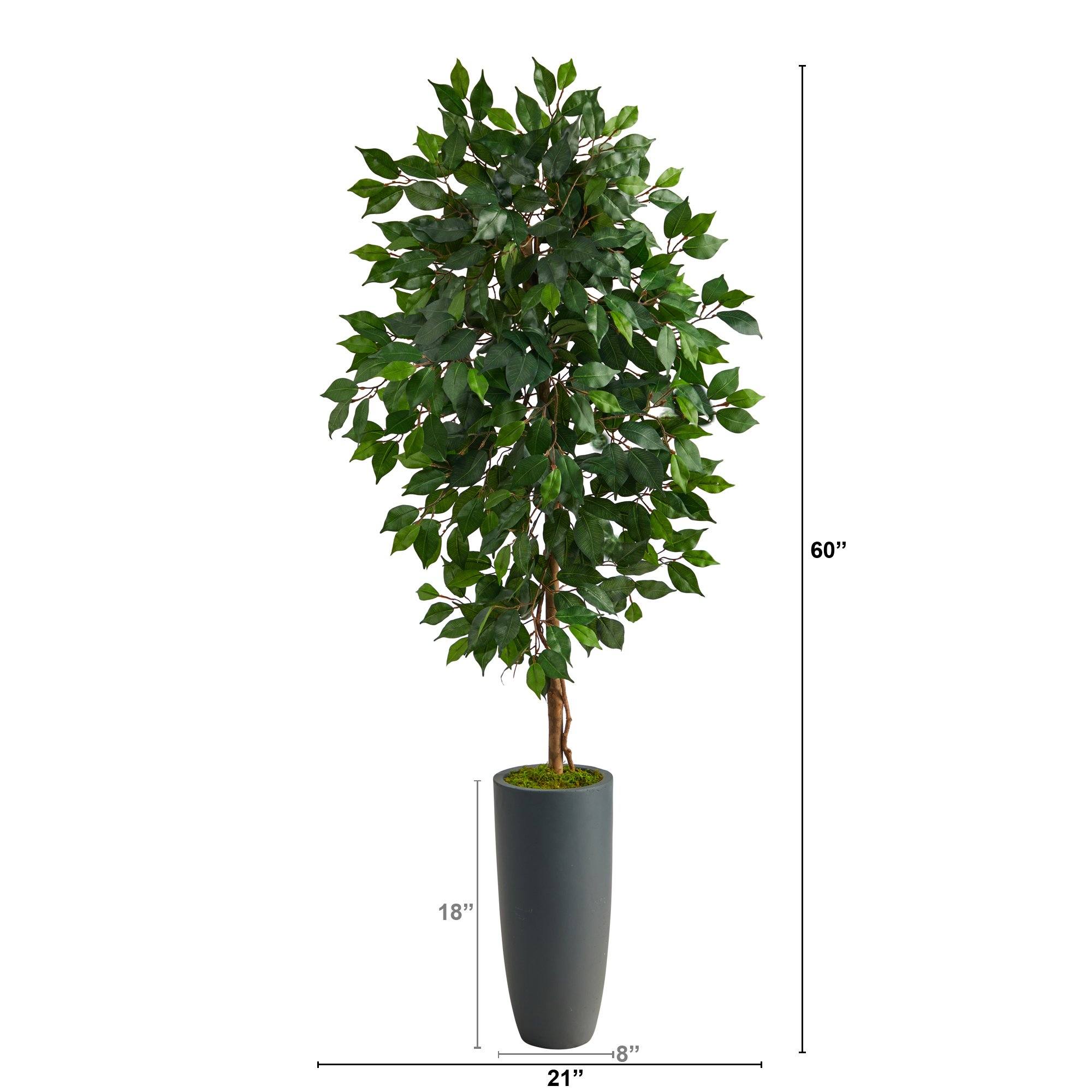 5’ Ficus Artificial Tree in Gray Planter - Image 2