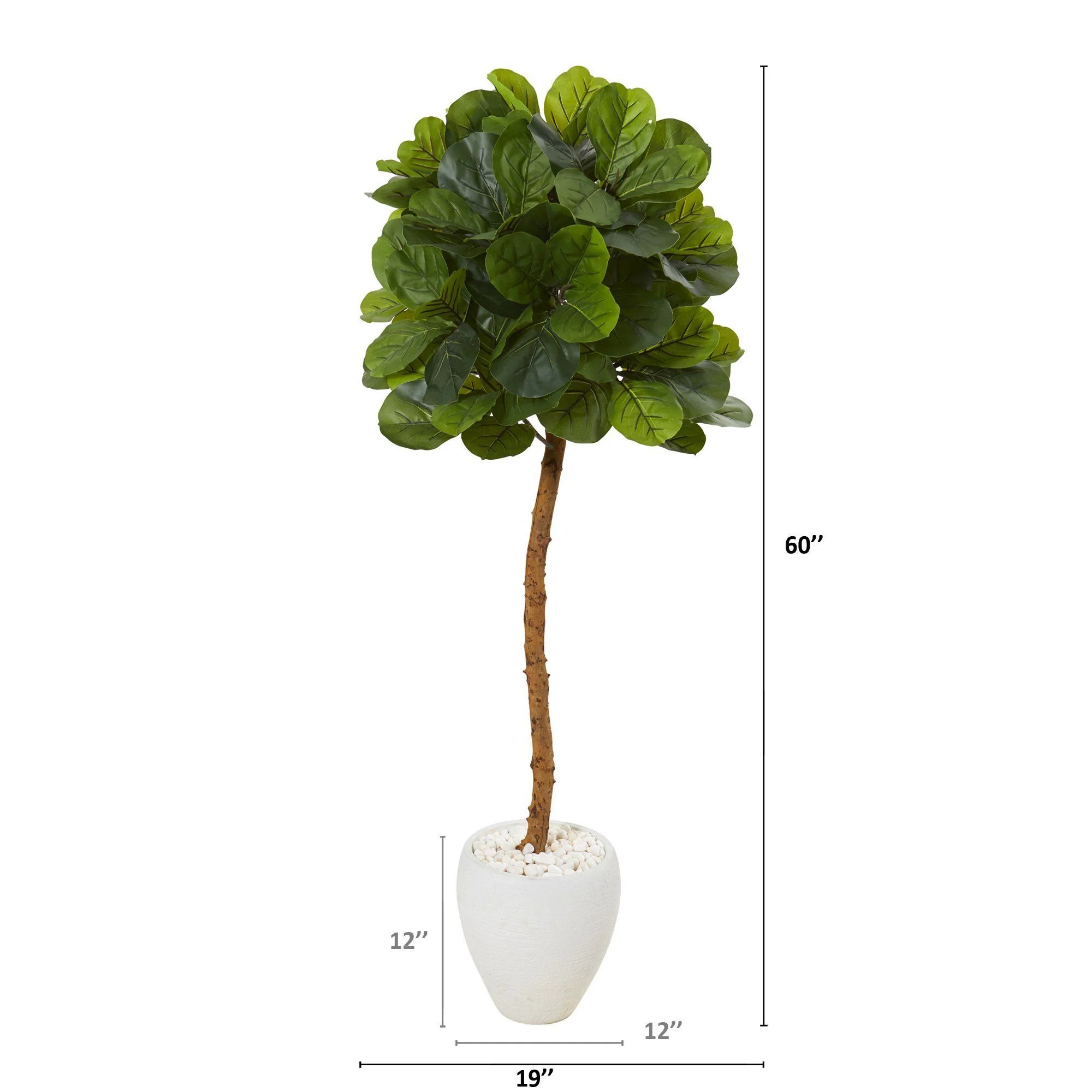5’ Fiddle Leaf Artificial Tree in White Planter (Real Touch) - Image 2