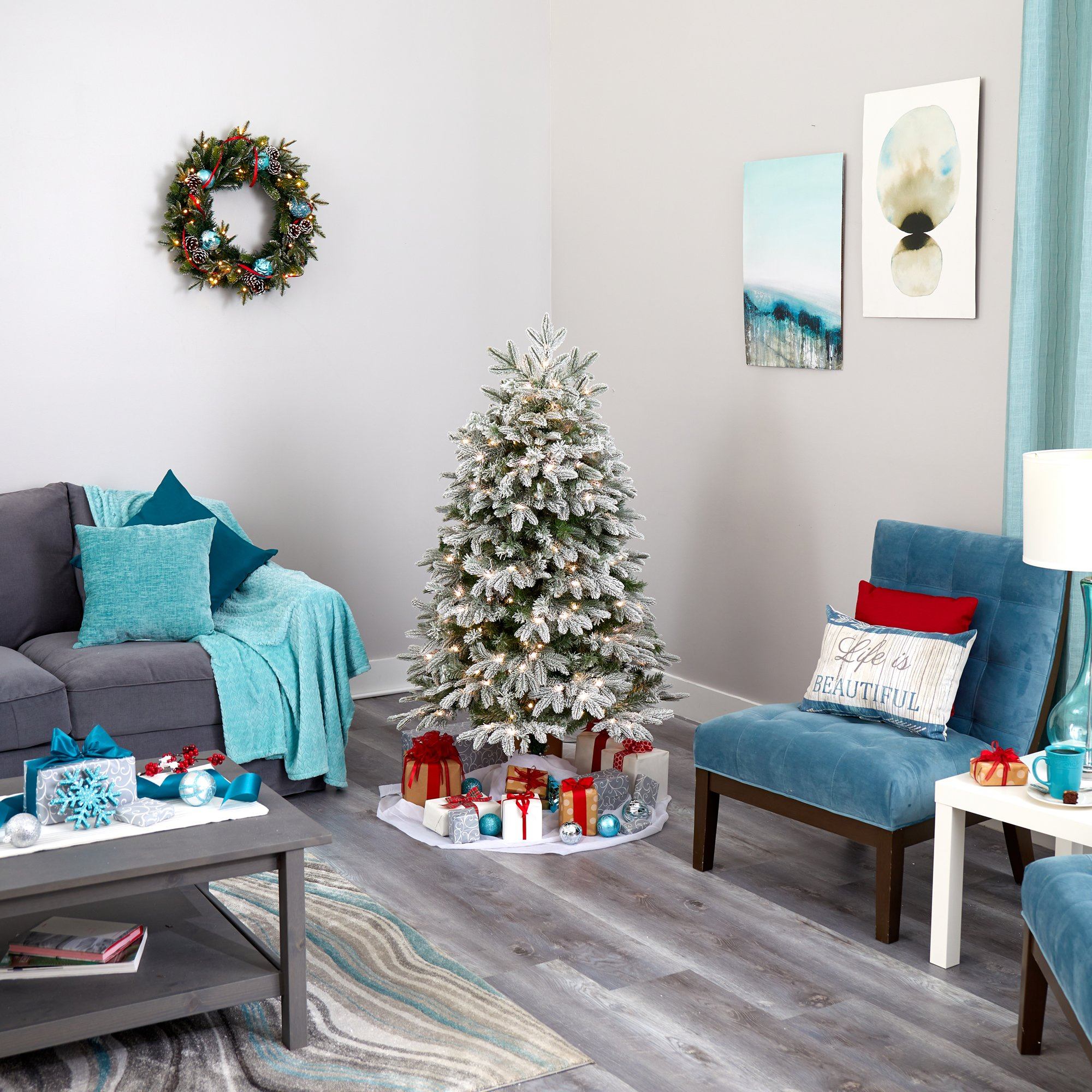 5' Flocked Colorado Mountain Fir Artificial Christmas Tree - Image 8