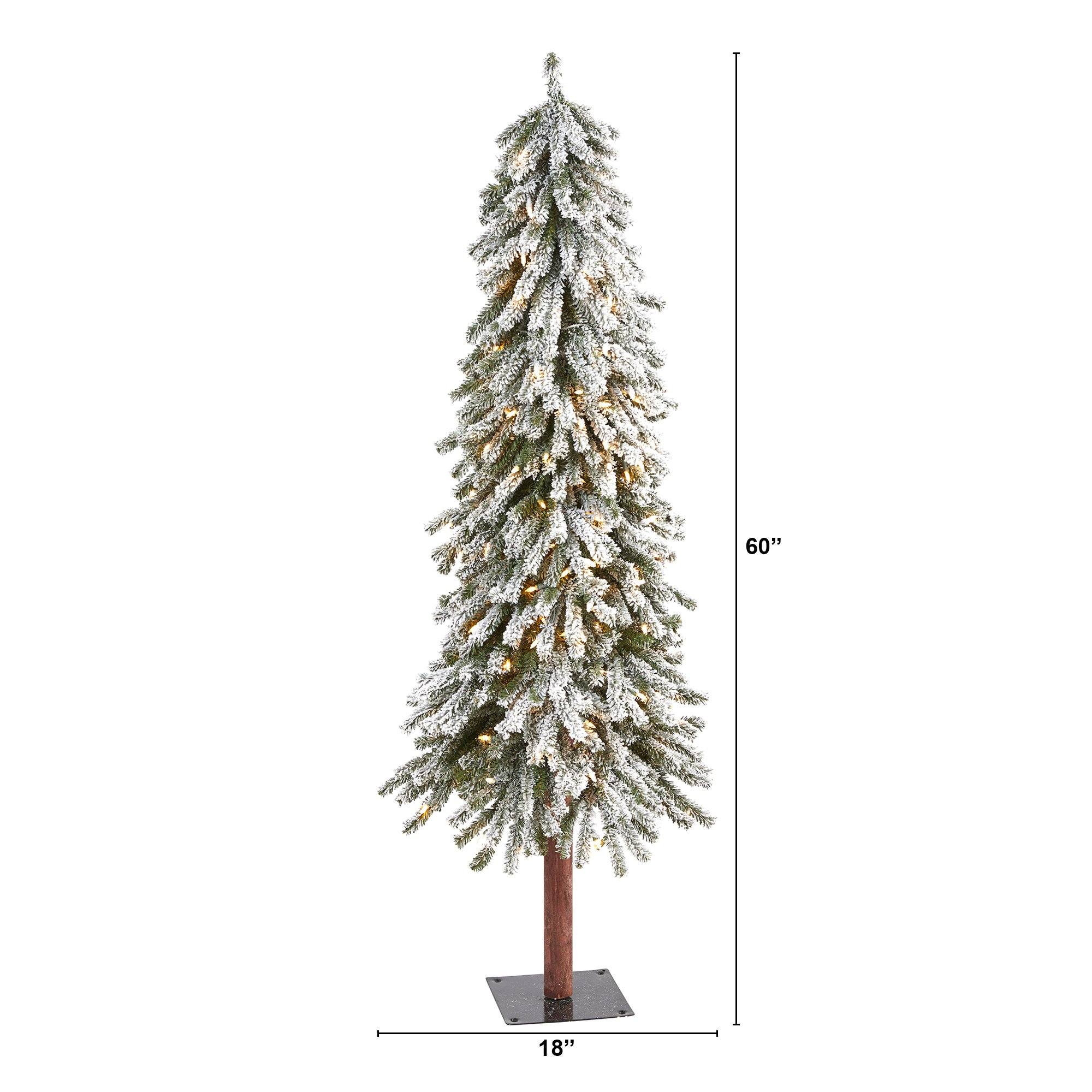 5’ Flocked Grand Alpine Artificial Christmas Tree with 200 Clear Lights and 469 Bendable Branches on Natural Trunk - Image 2