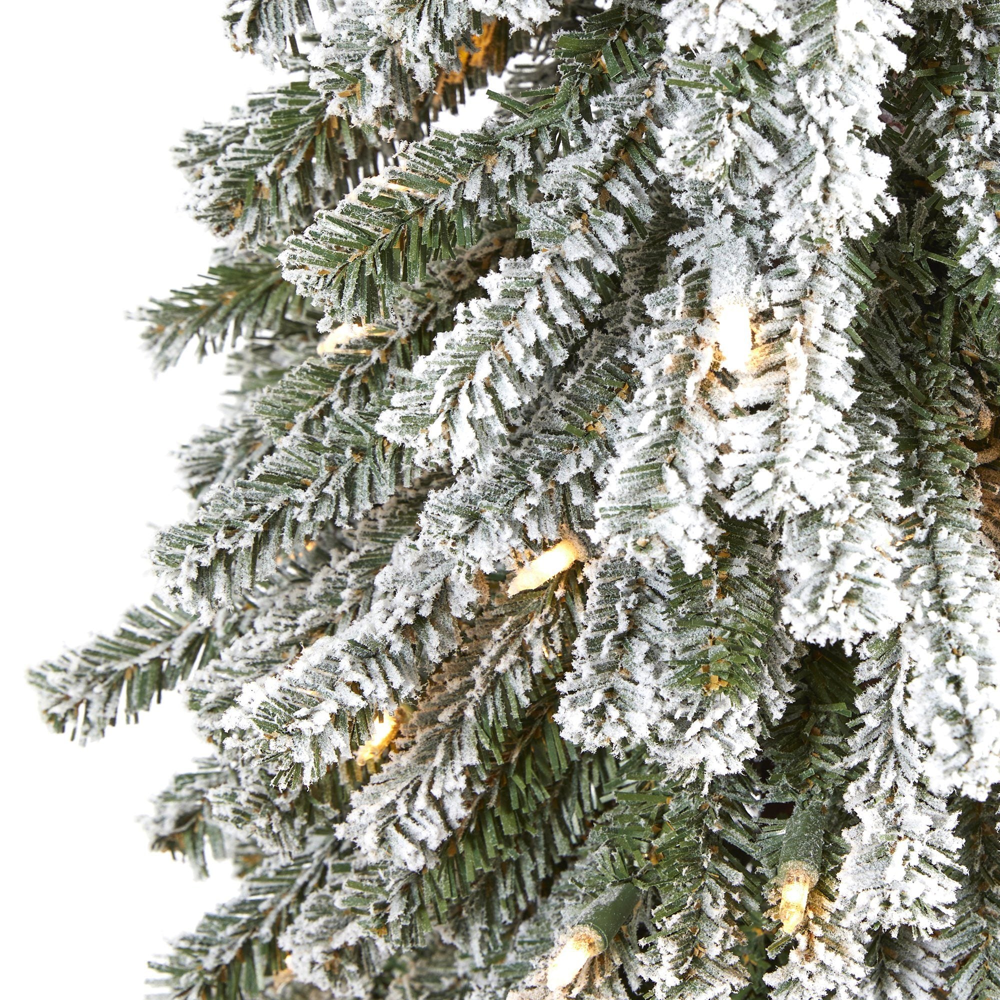 5’ Flocked Grand Alpine Artificial Christmas Tree with 200 Clear Lights and 469 Bendable Branches on Natural Trunk - Image 3