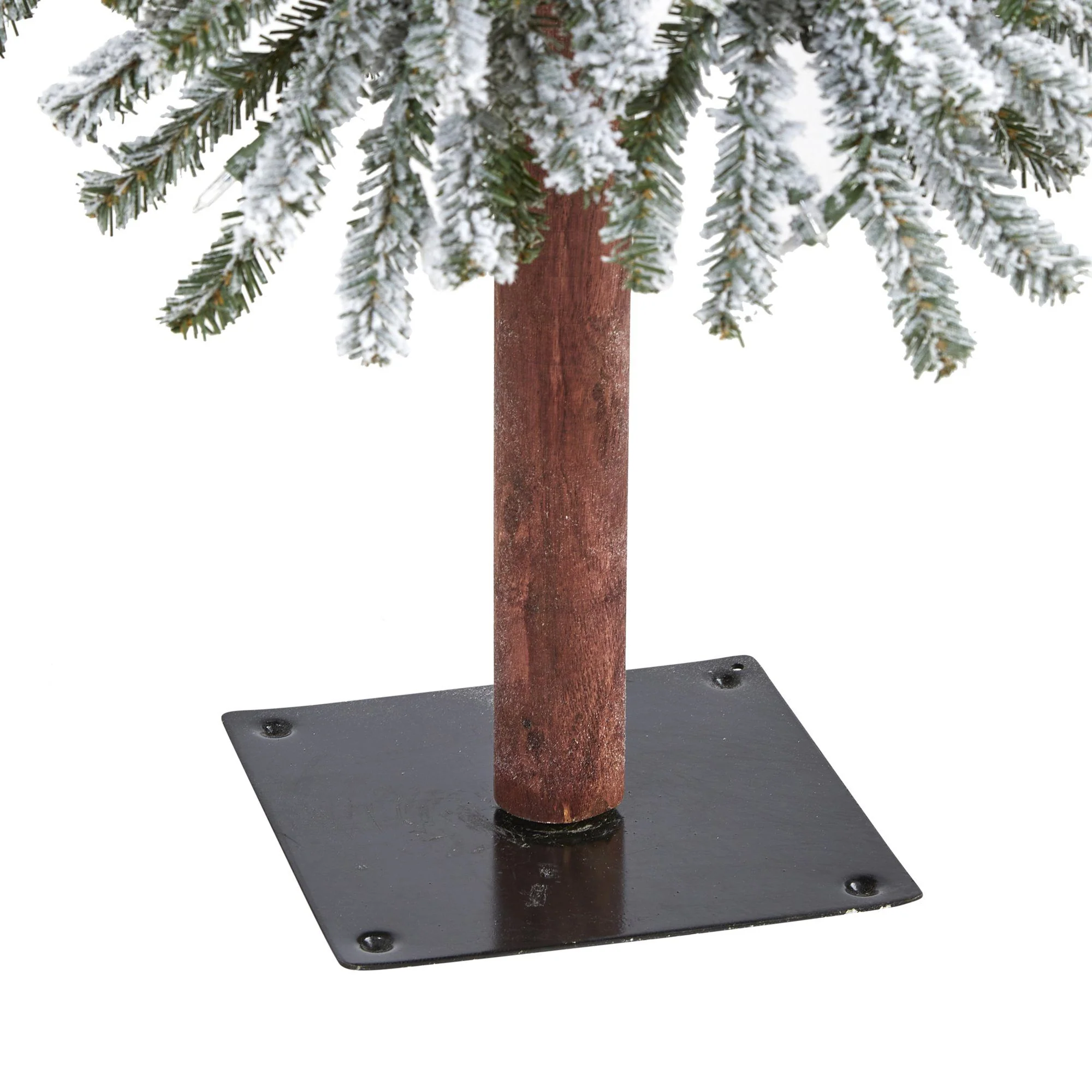 5’ Flocked Grand Alpine Artificial Christmas Tree with 200 Clear Lights and 469 Bendable Branches on Natural Trunk - Image 4