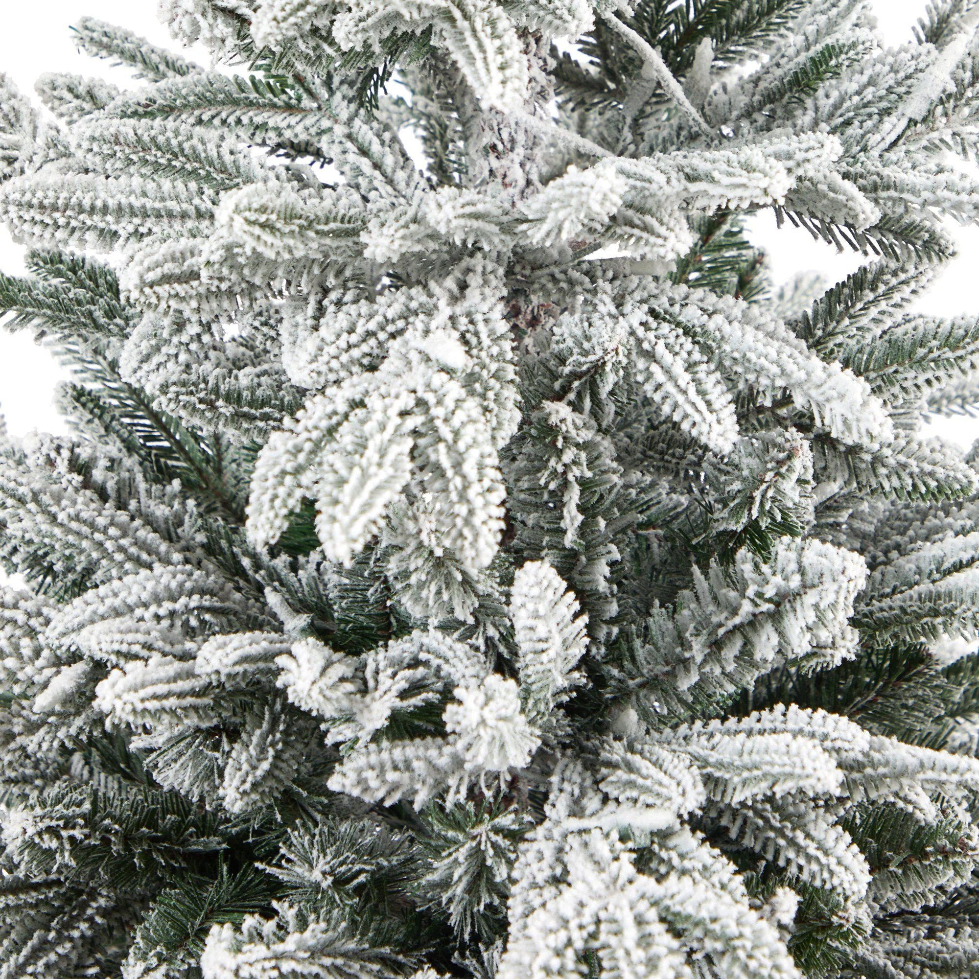 5’ Flocked Manchester Spruce Artificial Christmas Tree with 100 Lights and 357 Bendable Branches in Red Tower Planter - Image 5