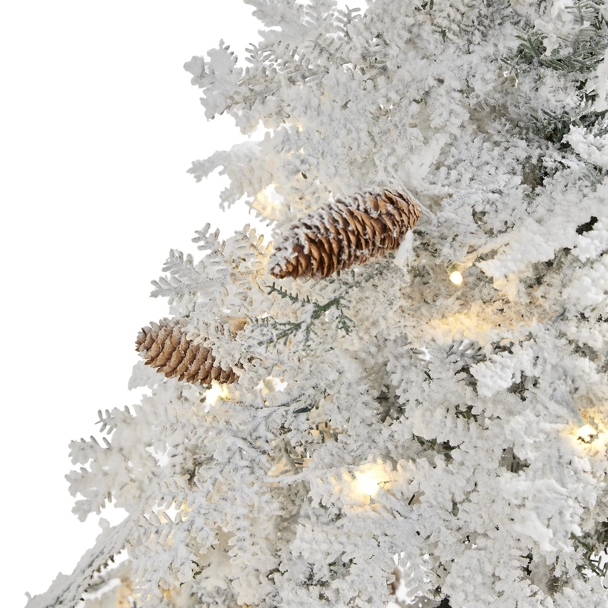 5' Flocked Montana Down Swept Spruce Artificial Christmas Tree with 100 Clear LED Lights - Image 3