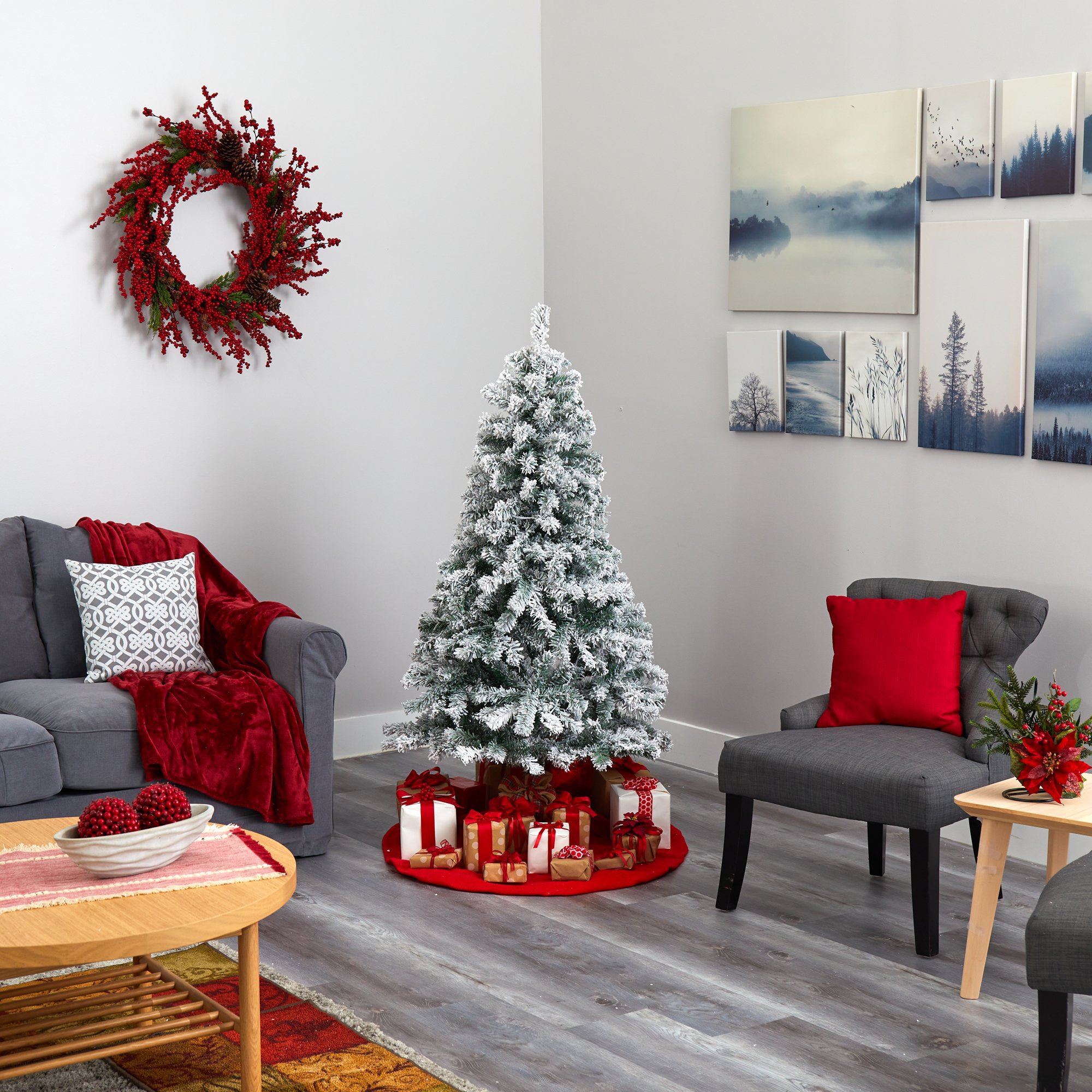 5' Flocked Rock Springs Spruce Artificial Christmas Tree - Image 6