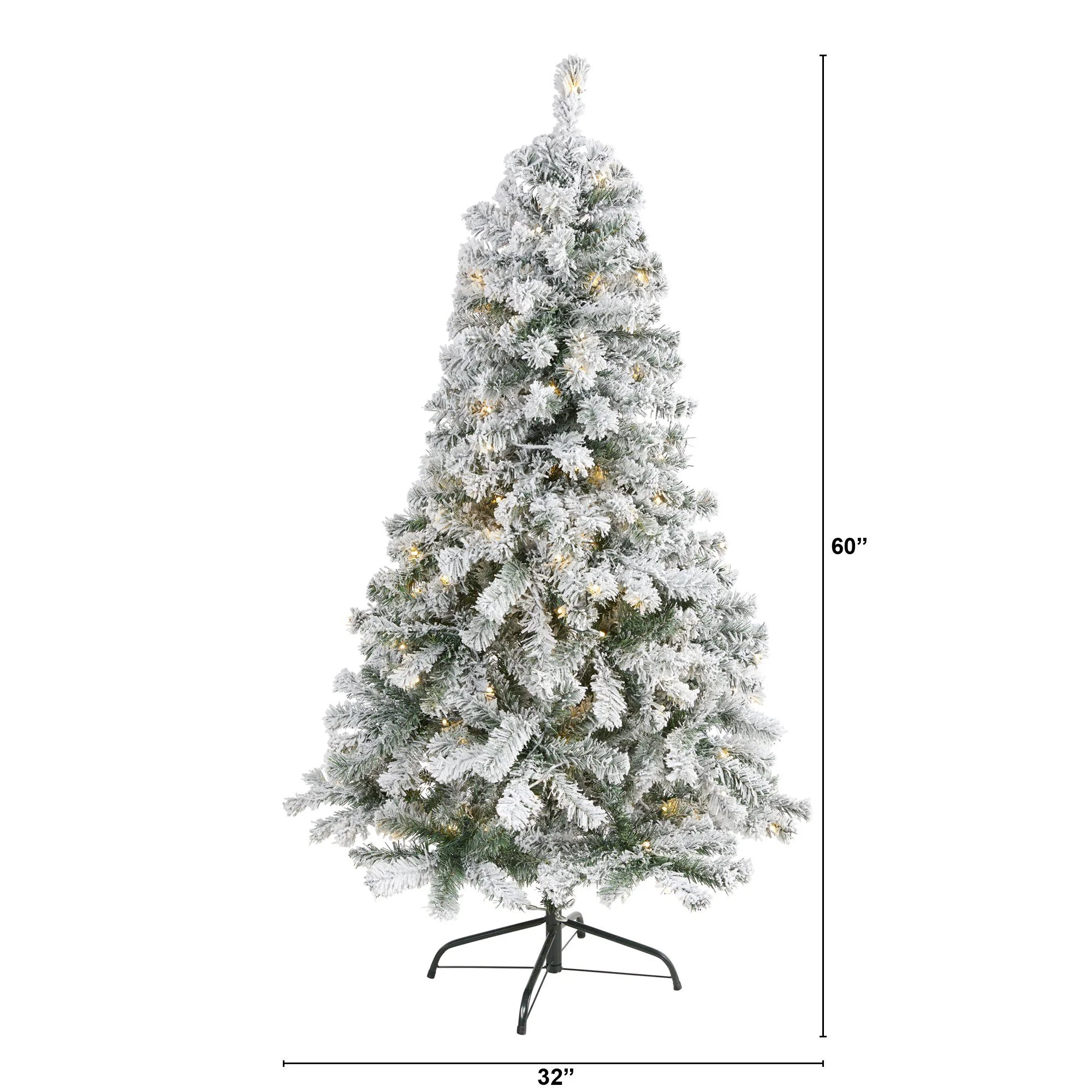 5' Flocked Rock Springs Spruce Artificial Christmas Tree with 150 Clear LED Lights - Image 2