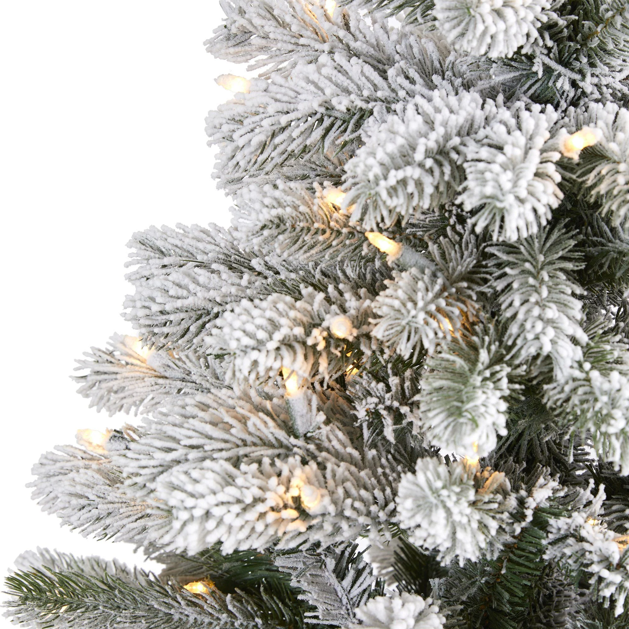 5’ Flocked South Carolina Spruce Artificial Christmas Tree with 300 Clear Lights and 621 Bendable Branches - Image 3