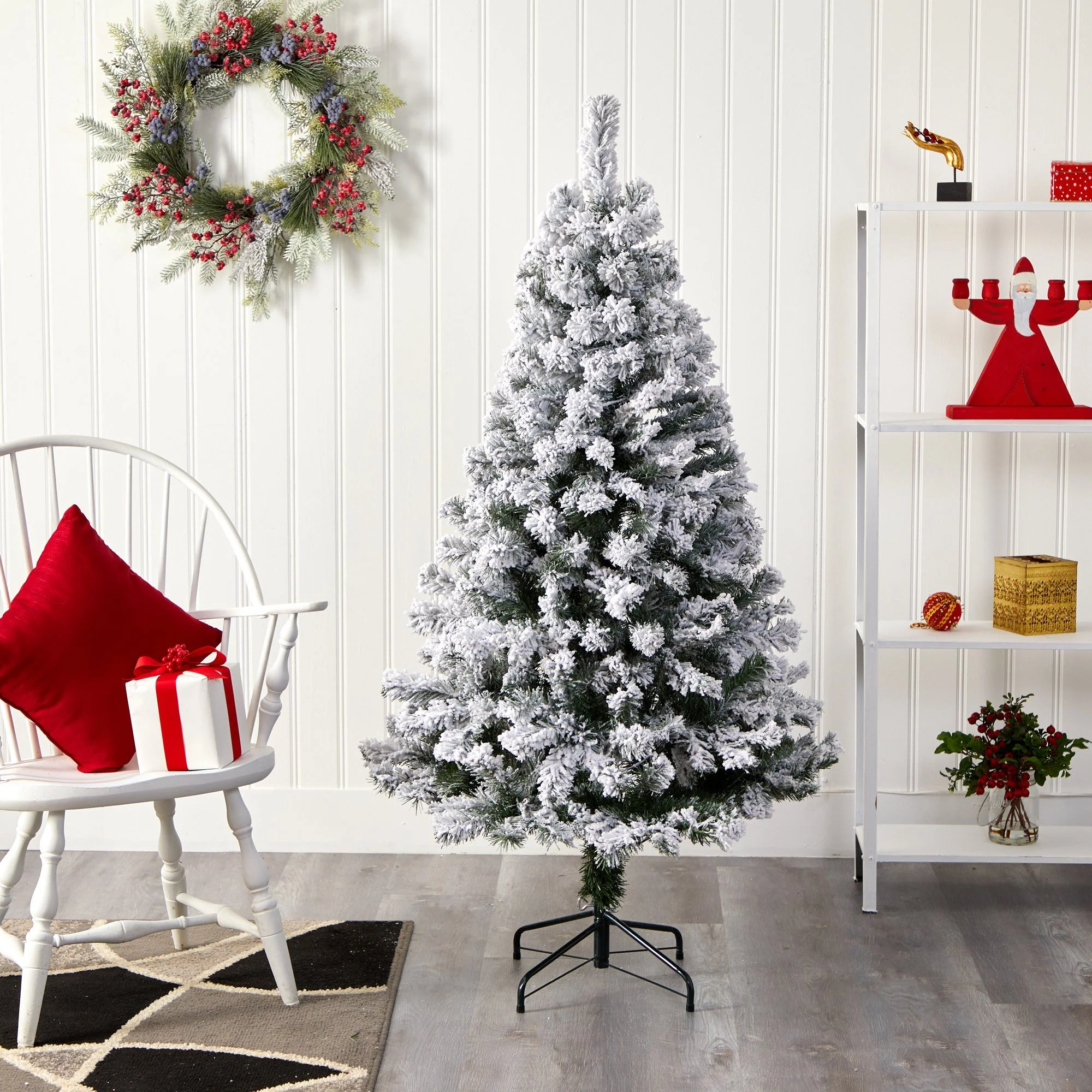 5' Flocked West Virginia Fir Artificial Christmas Tree - Image 6