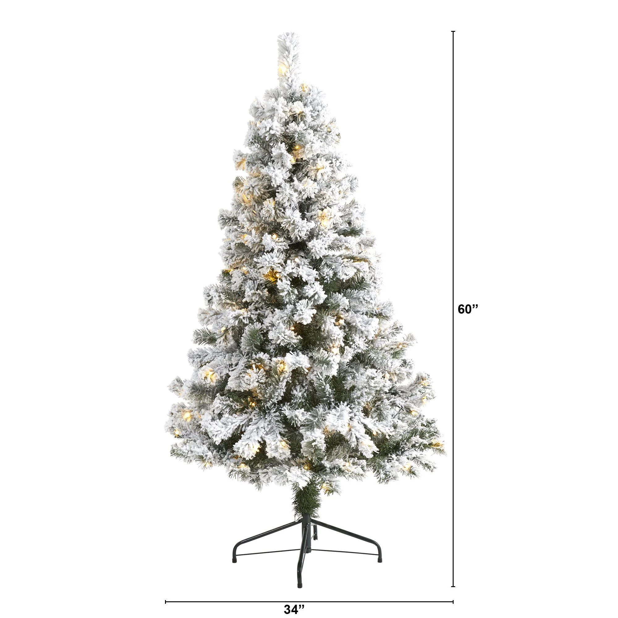 5' Flocked West Virginia Fir Artificial Christmas Tree with 150 LED Lights - Image 2